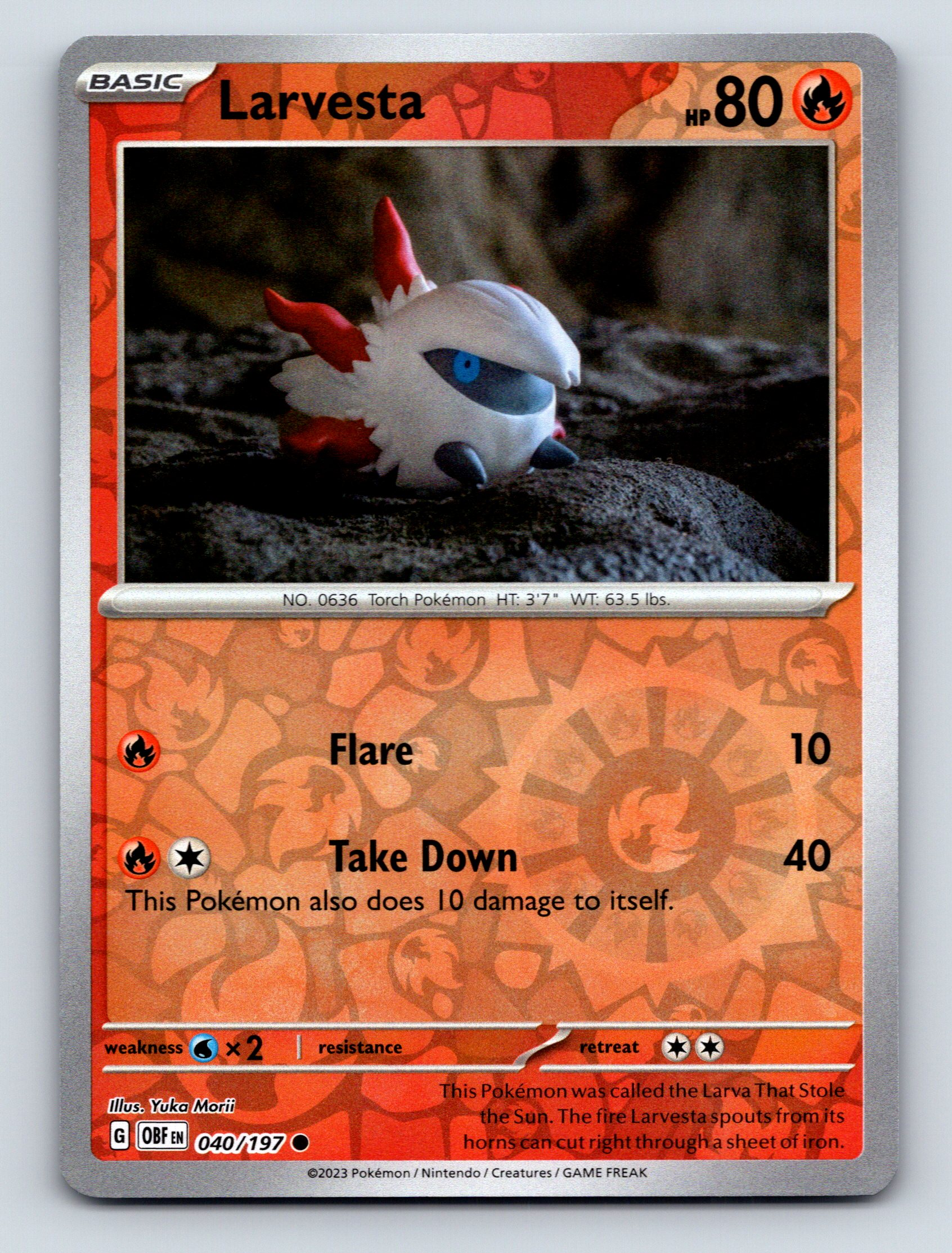Basic Larvesta HP 80 Flare Attack Take Down Rarity Red Pokémon