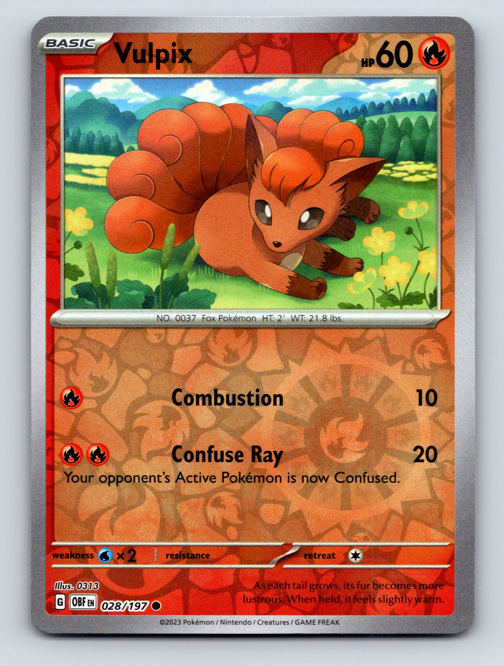 Basic Vulpix HP 60 Combustion Attack Confuse Ray Rarity Orange Fox
