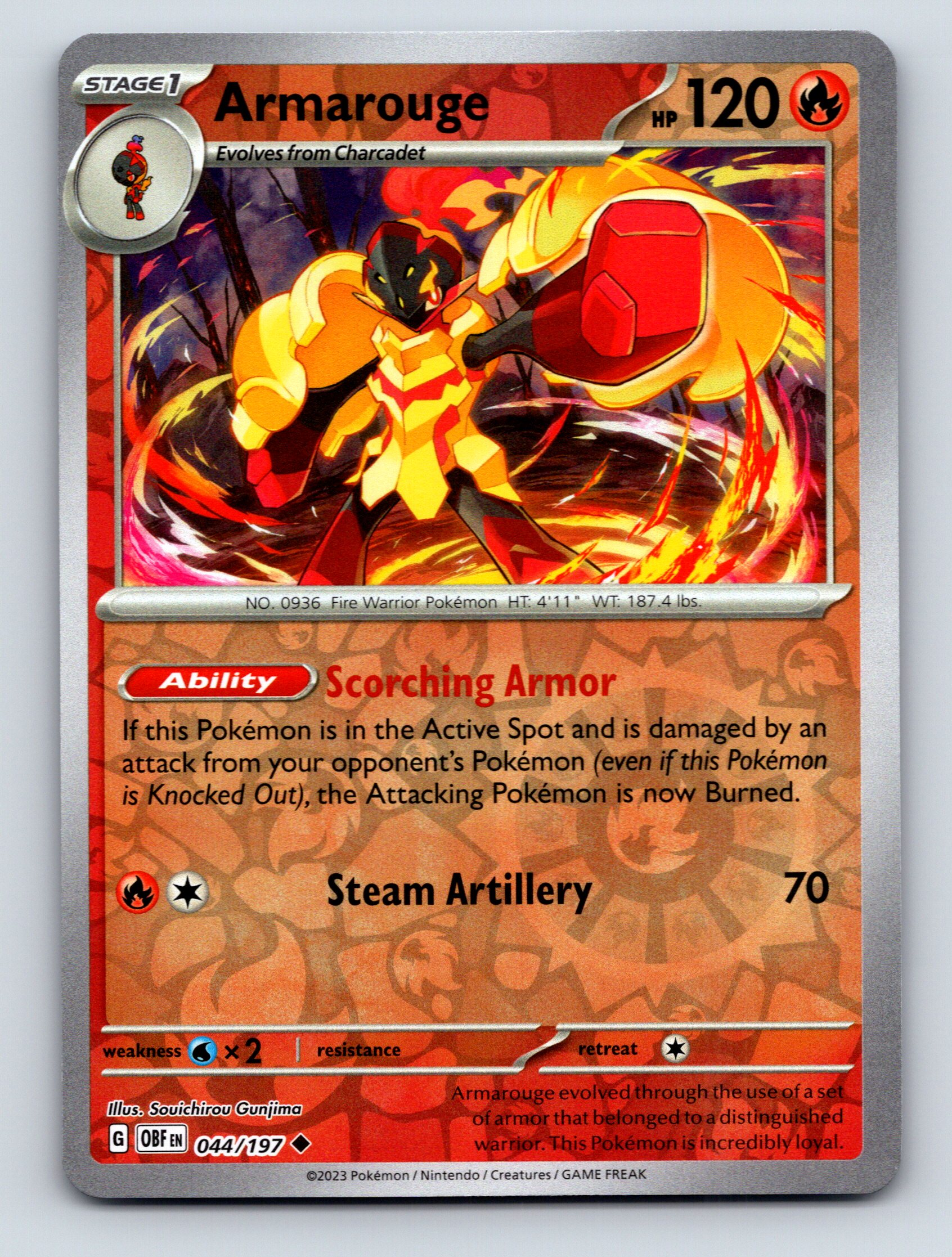 Stage 1 Armarouge HP 120 Scorching Armor Ability Rarity Red Pokmon