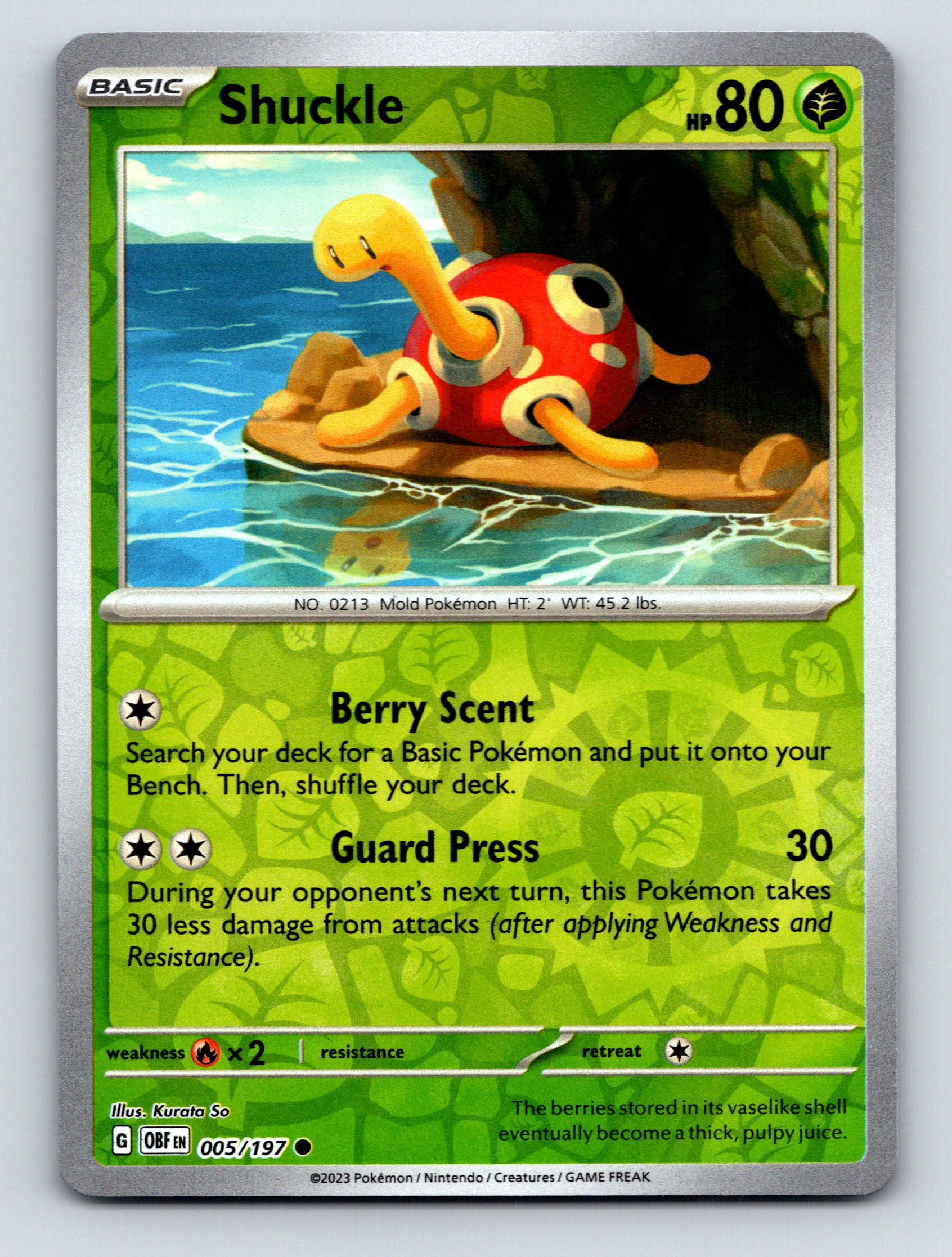 Basic Shuckle HP 80 Berry Scent Guard Press Rarity Green Card