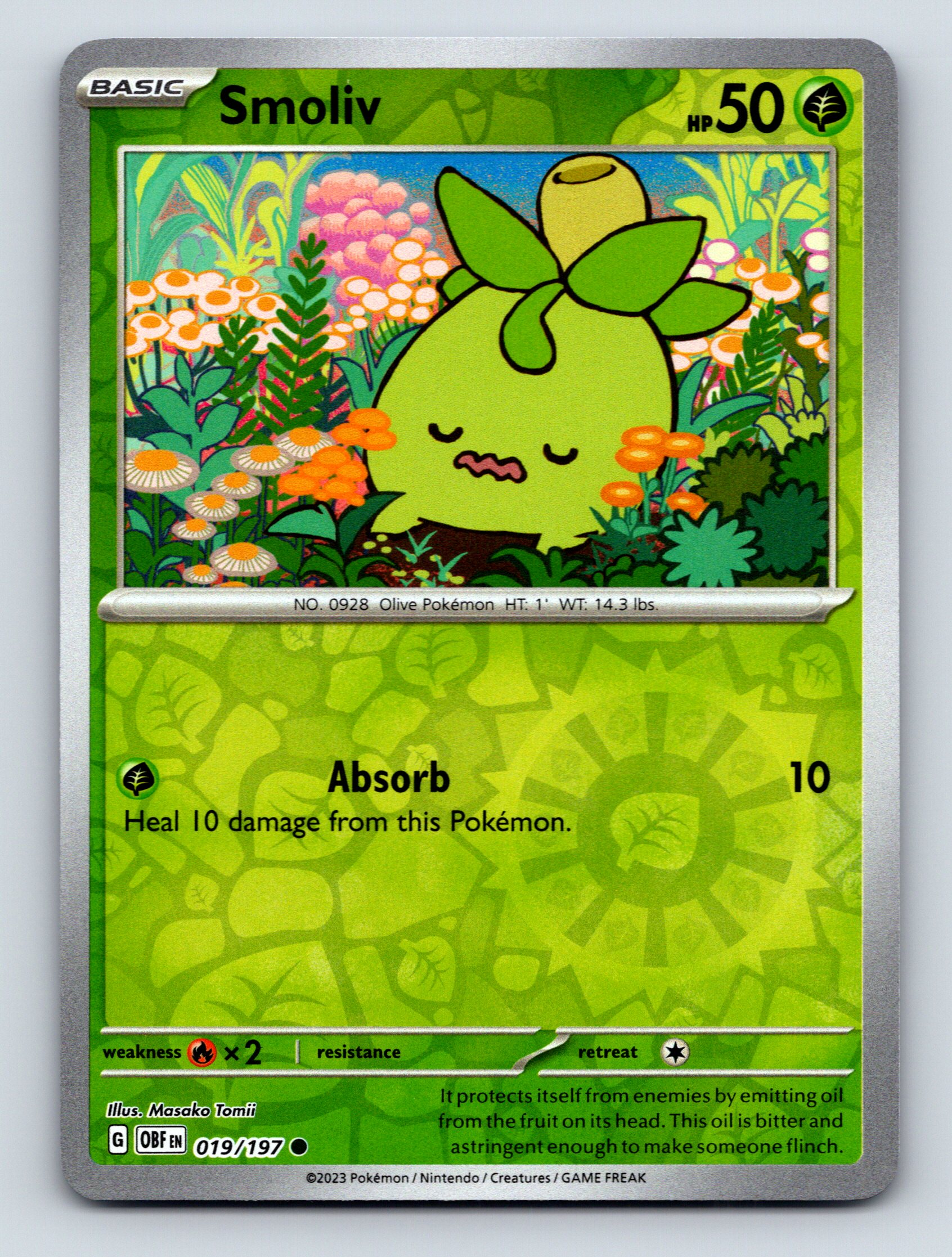Basic Smoliv HP 50 Absorb Attack Rarity Green Colorful Pokémon Card | eBay
