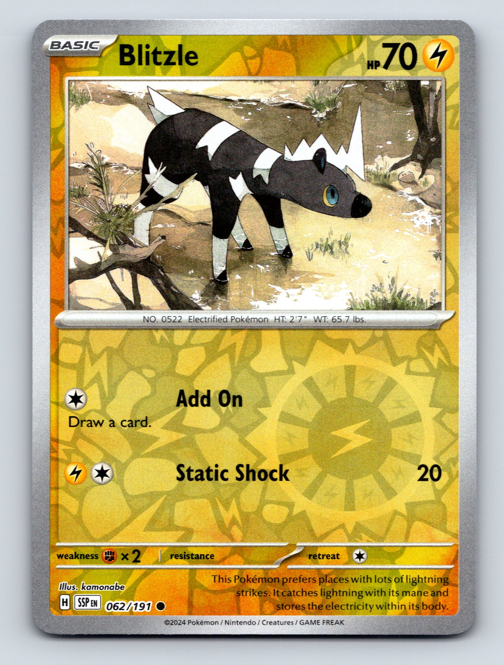 Basic Blitzle HP 70 Static Shock Attack Electrifying Yellow