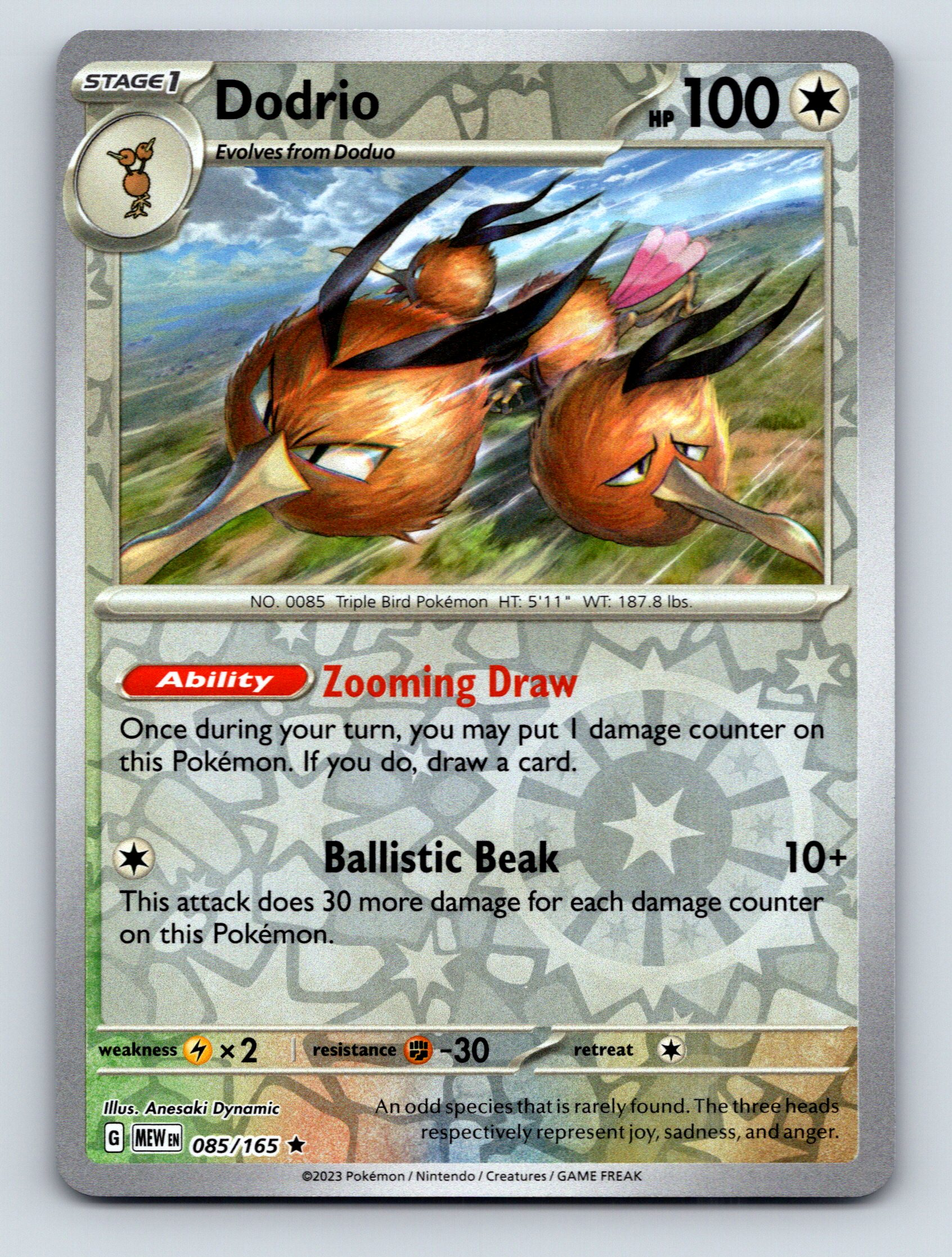 Stage 1 Dodrio HP 100 Zooming Draw Ballistic Beak Colorful Pokémon
