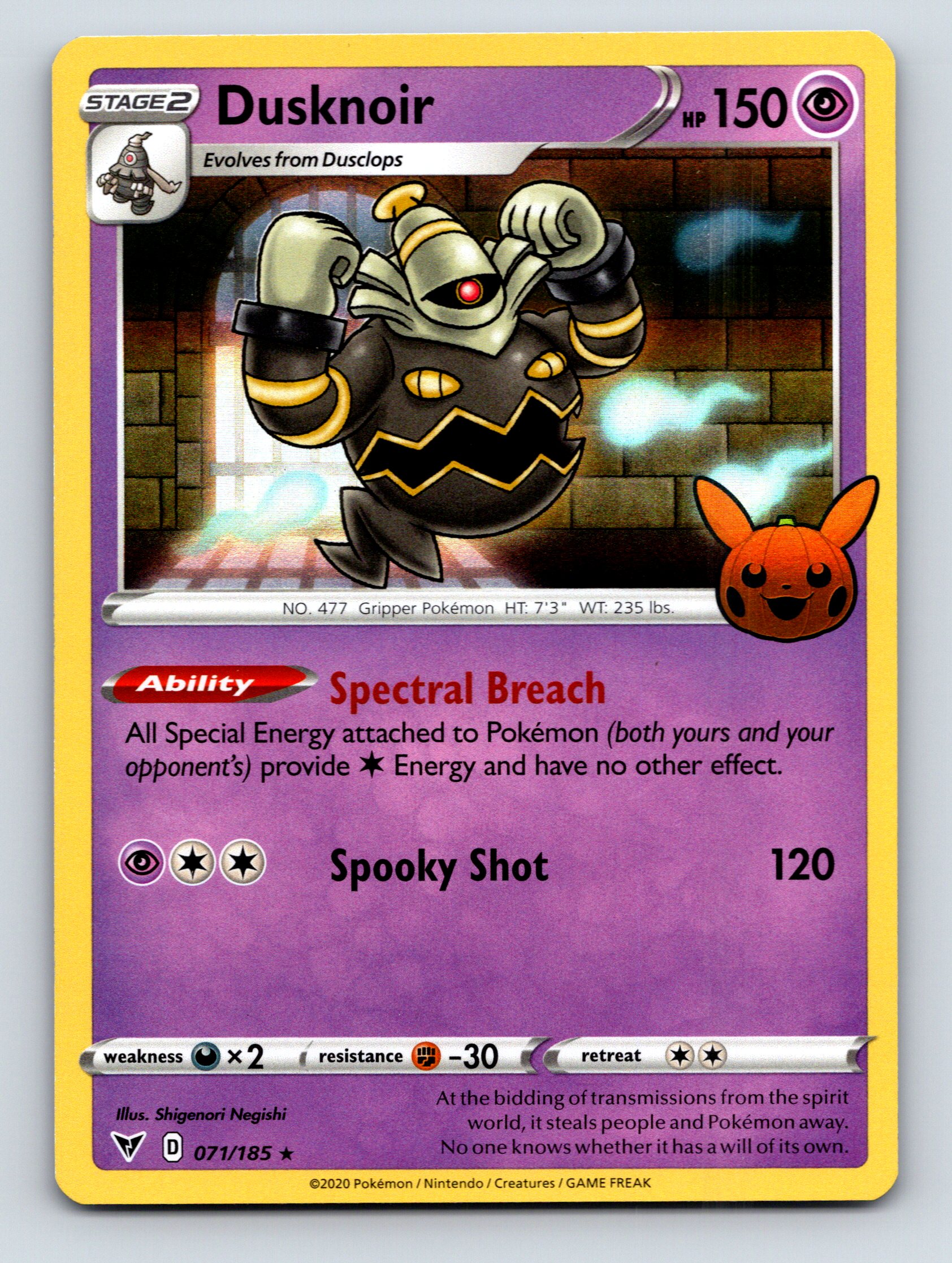 Stage 2 Dusknoir HP 150 Spectral Breach Spooky Shot Purple Pokémon