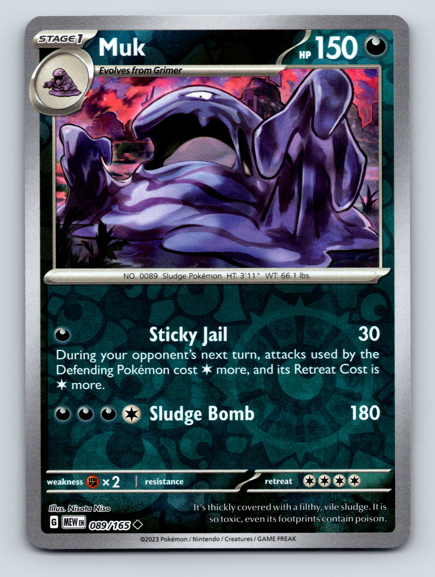 Stage 1 Muk HP 150 Sticky Jail Sludge Bomb Rarity Dark Pokémon | eBay