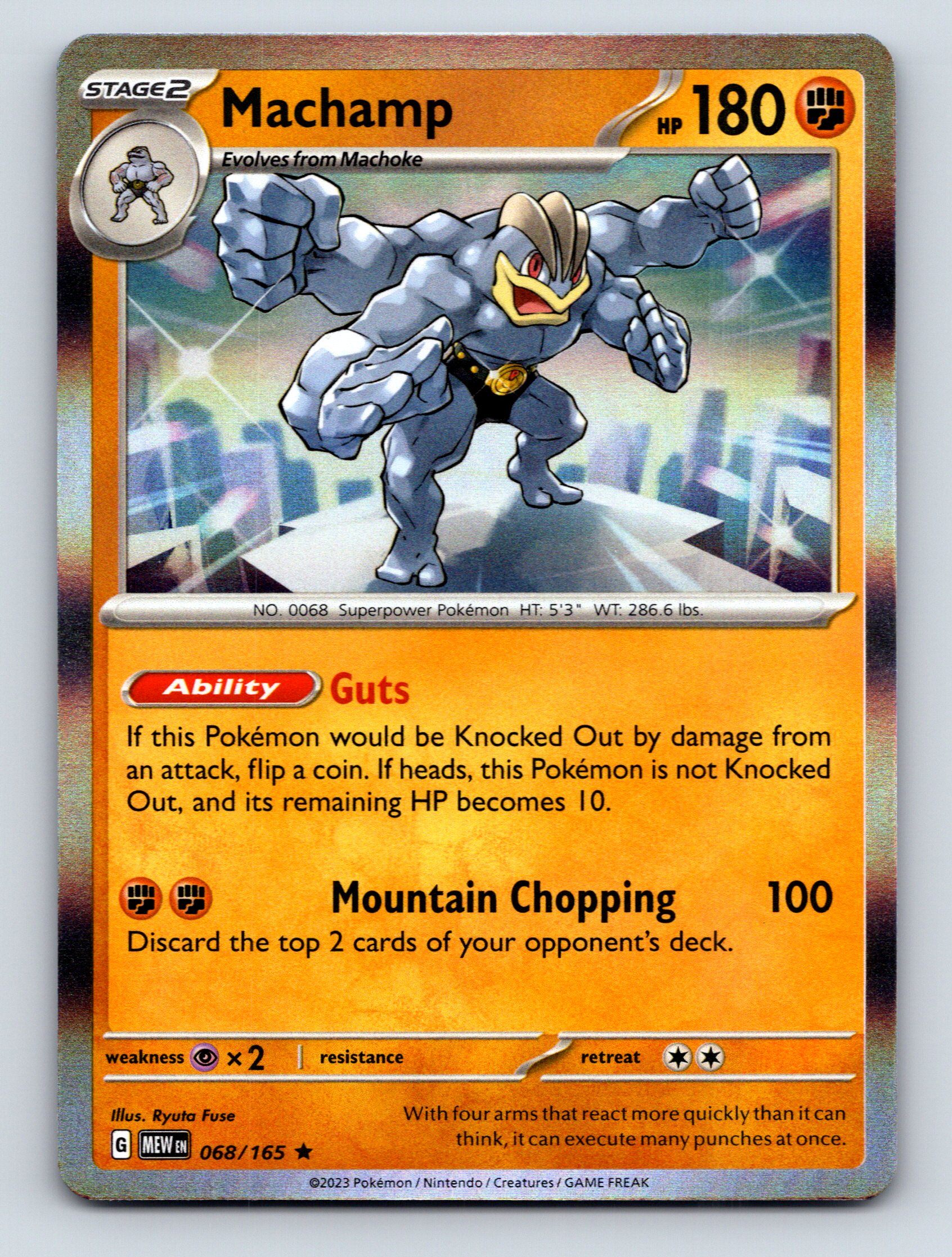 Stage 2 Machamp HP 180 Mountain Chopping Ability Orange Vibrant