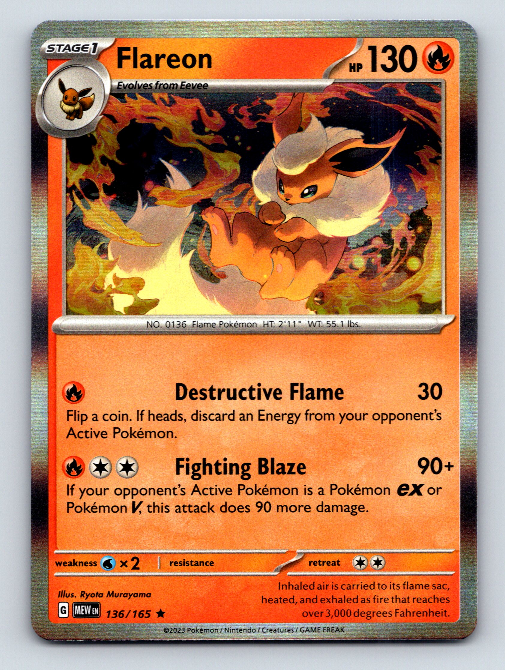Stage 1 Flareon HP 130 Destructive Flame Attack Fire Orange