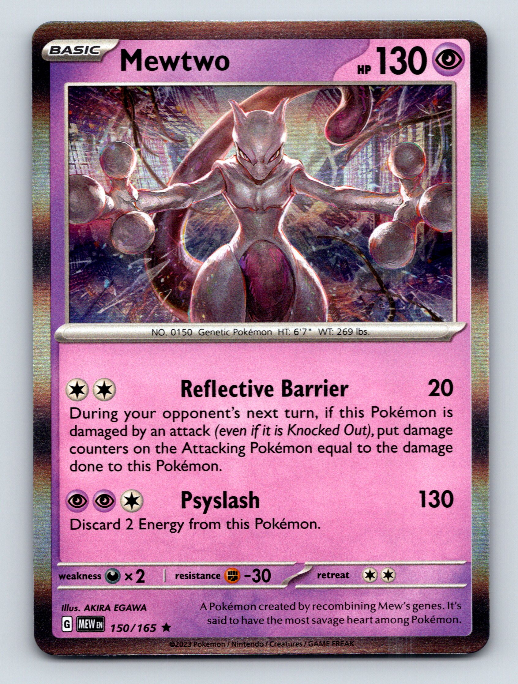 how much is a basic mewtwo pokemon card worth Basic Mewtwo HP 130 Reflective Barrier Attack Rarity Pink Pokémon