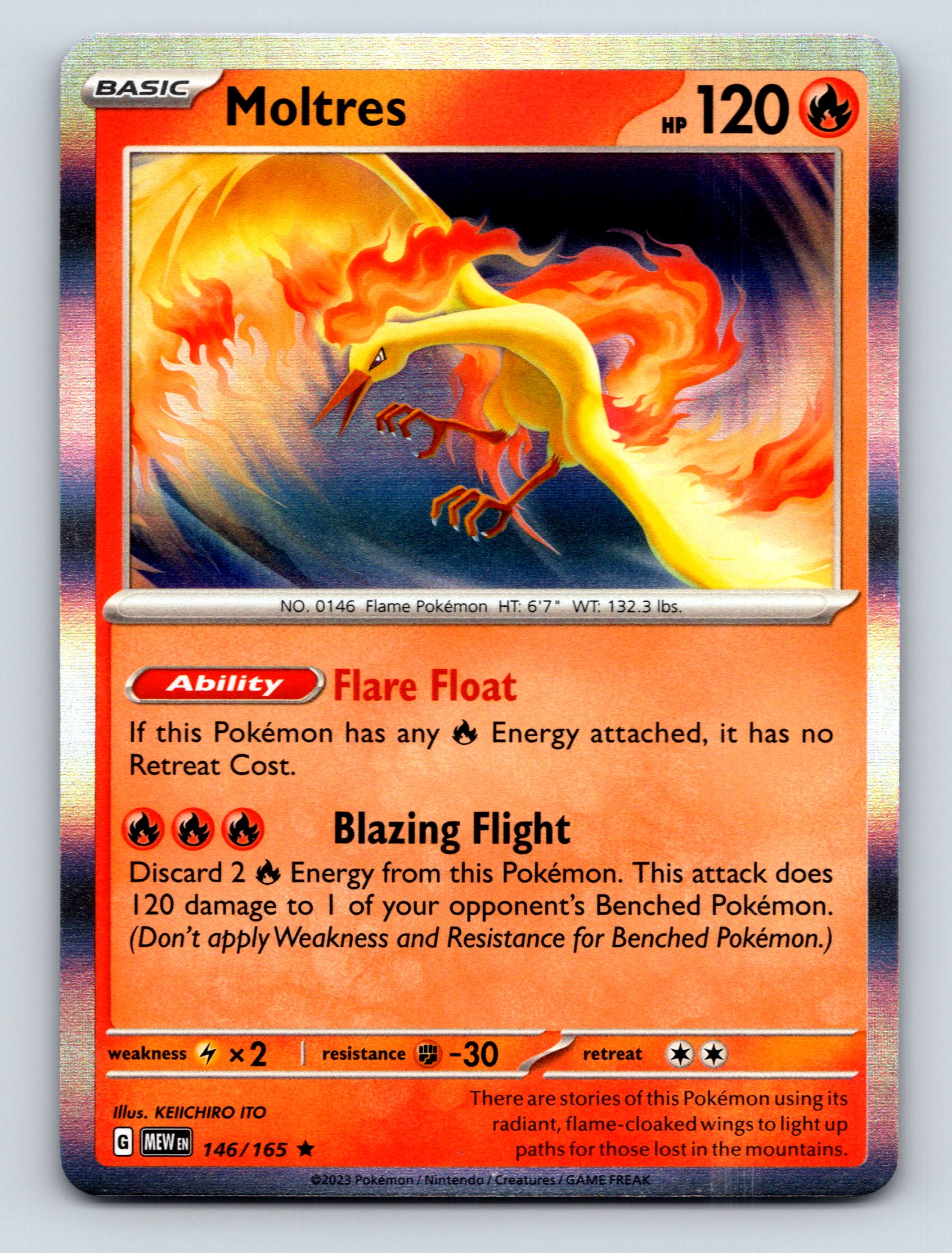 Basic Moltres HP 120 Blazing Flight Attack Rarity Red Colorful
