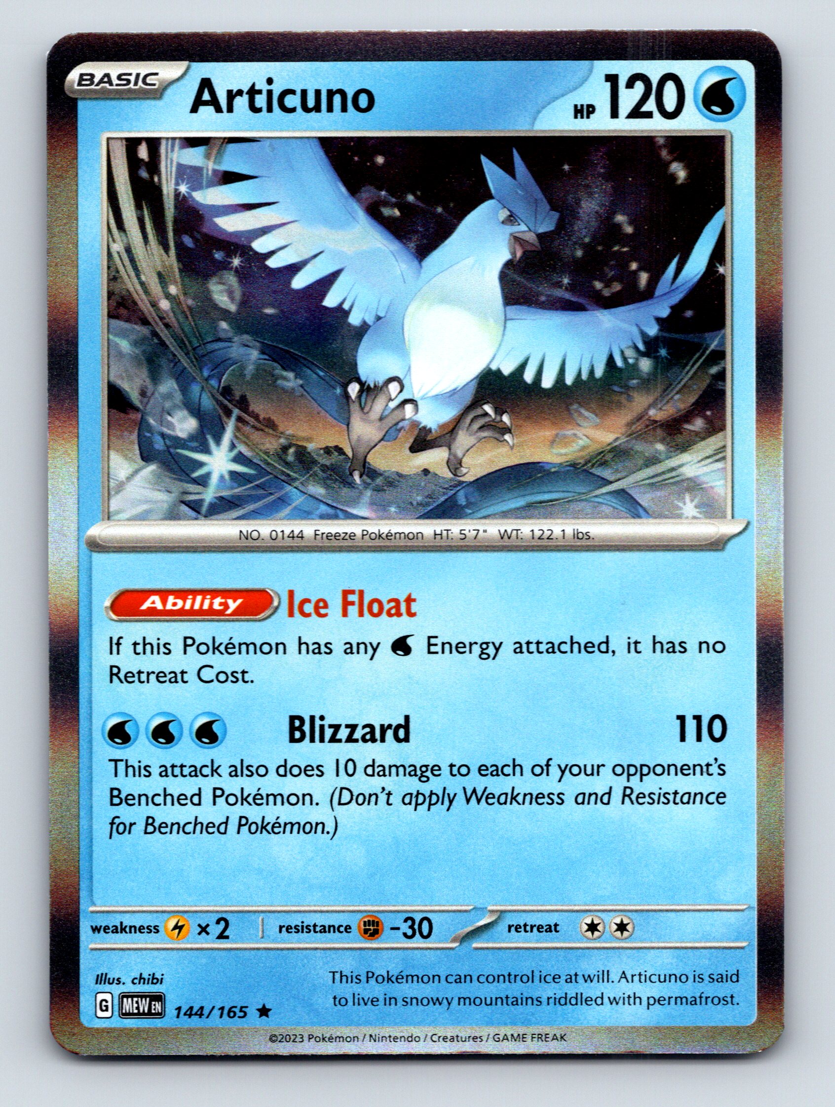 Basic Articuno HP 120 Ice Float Blizzard Rarity Blue Colorful Pokmon