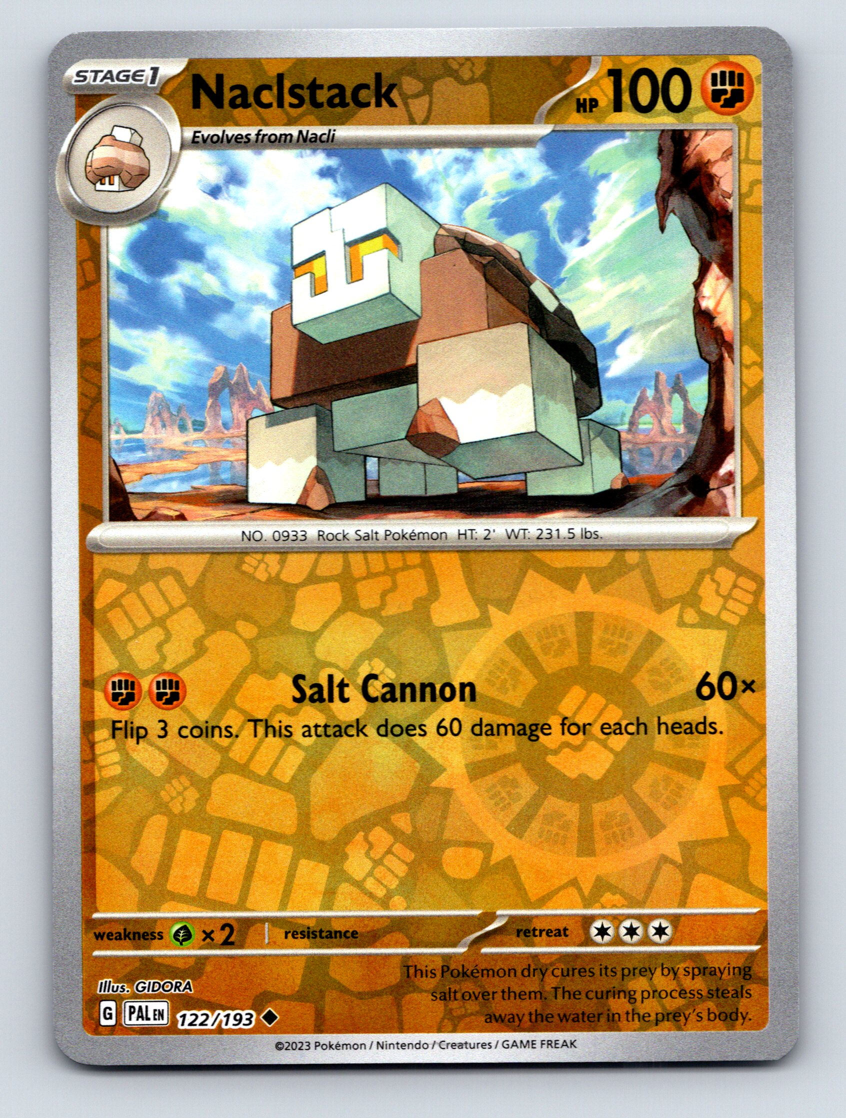 Stage 1 Naclstack HP 100 Salt Cannon Attack Rarity Brown Pokémon Card
