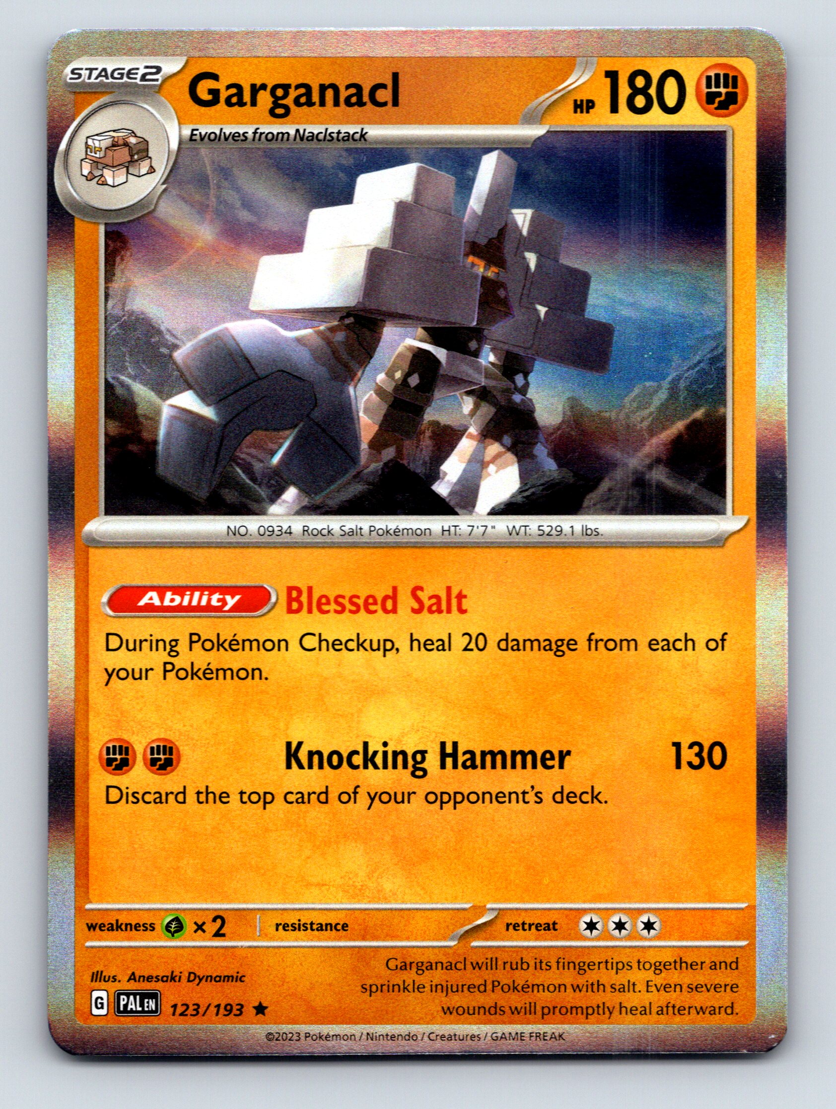Stage 2 Garganacl HP 180 Knocking Hammer Attack Rare Orange