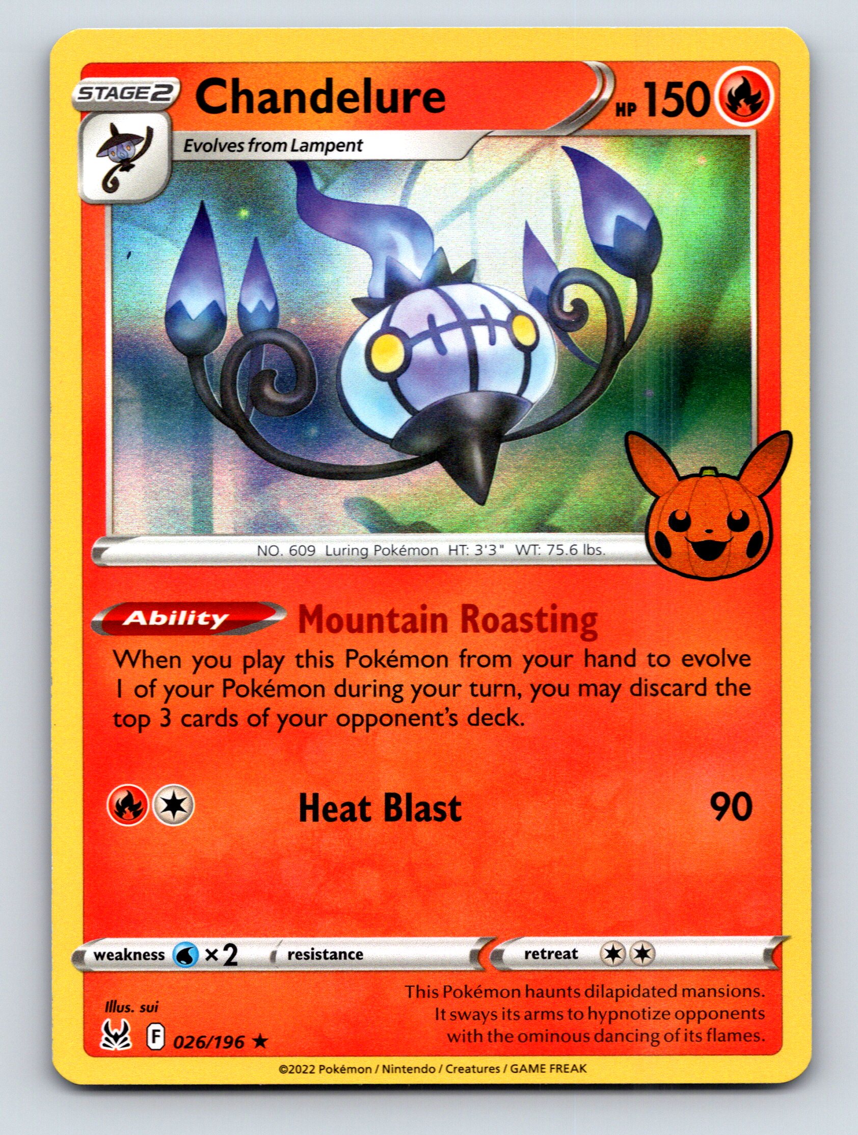 Stage 2 Chandelure HP 150 Mountain Roasting Ability Rarity Red