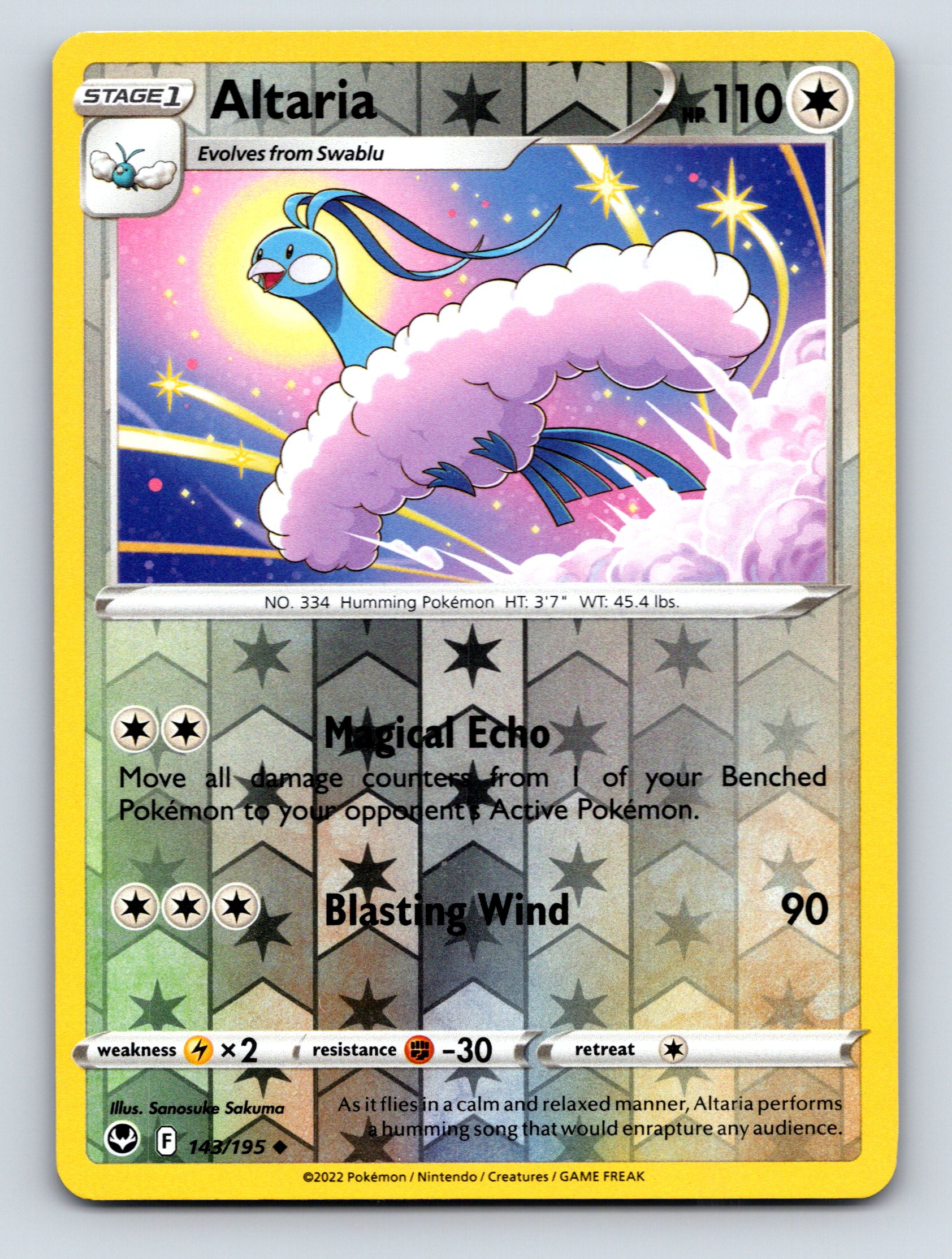 Stage 1 Altaria HP 110 Blasting Wind Attack Rarity Rainbow