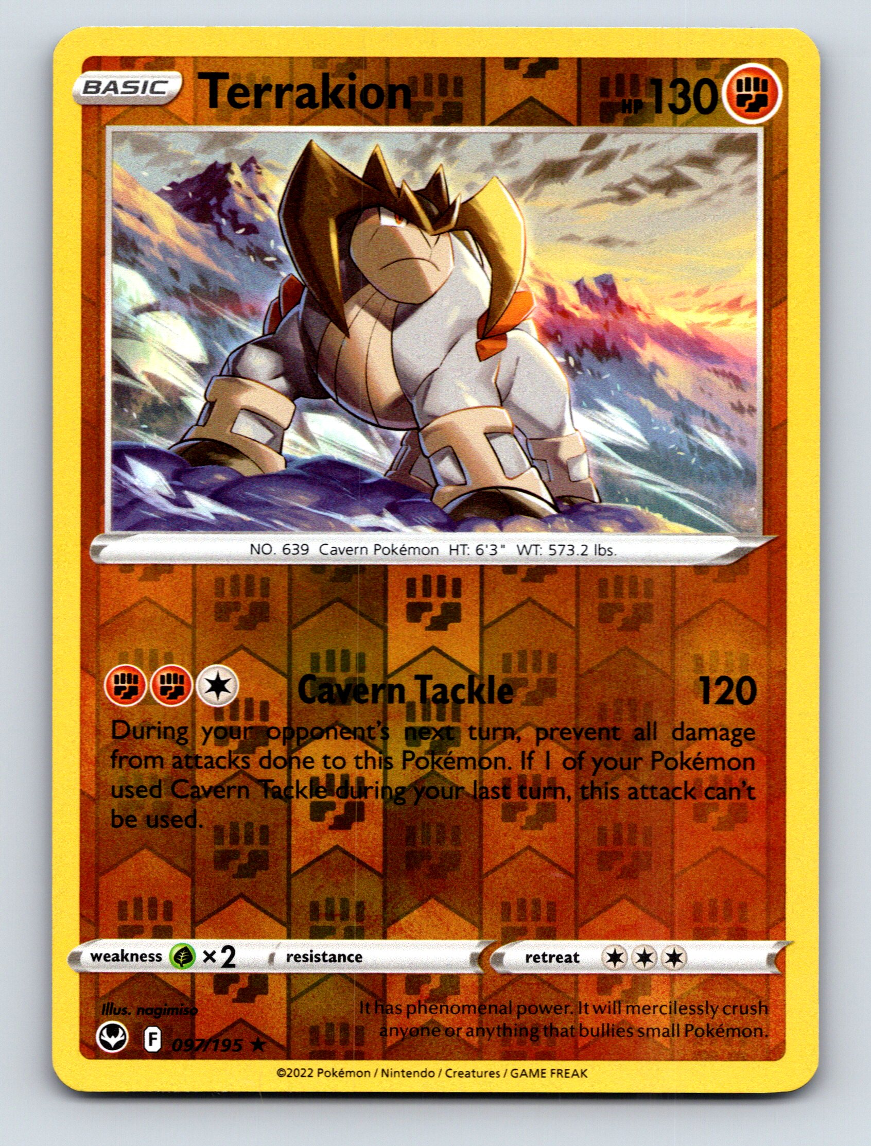 ebay pokemon card scanner Basic Terrakion HP 130 Cavern Tackle Attack Rarity Brown Pokémon