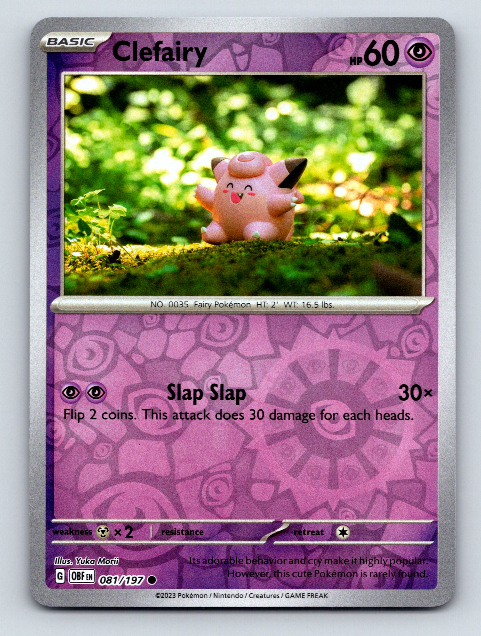 Basic Clefairy HP 60 Slap Slap Attack Pokmon Card Purple Fairy