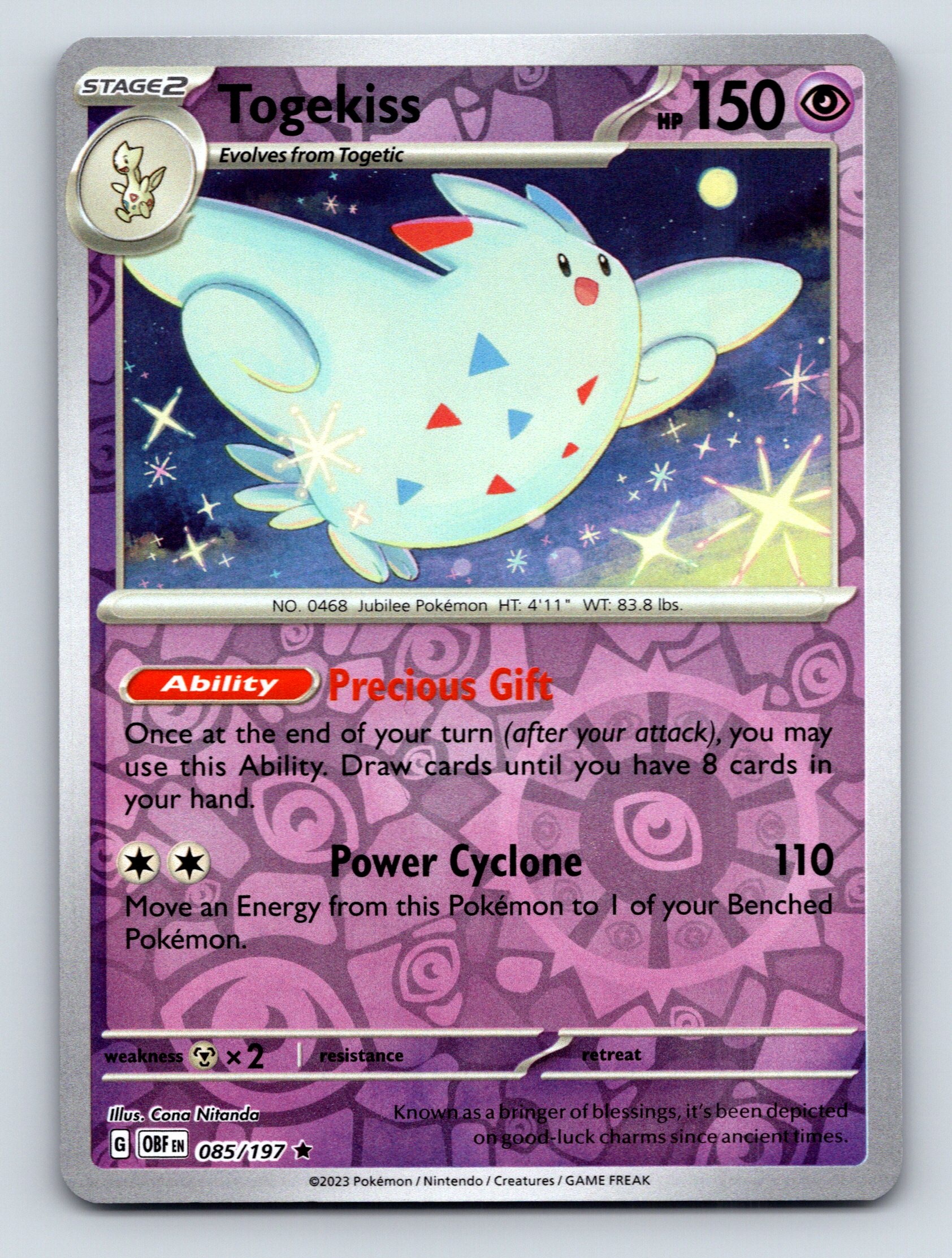 Stage 2 Togekiss HP 150 Jubilee Power Cyclone Rarity Purple