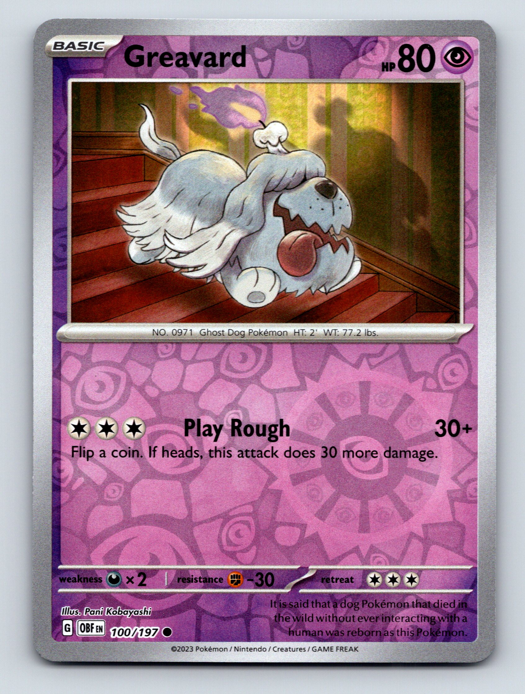 Basic Greavard HP 80 Play Rough Attack Purple Ghost Dog Pokémon