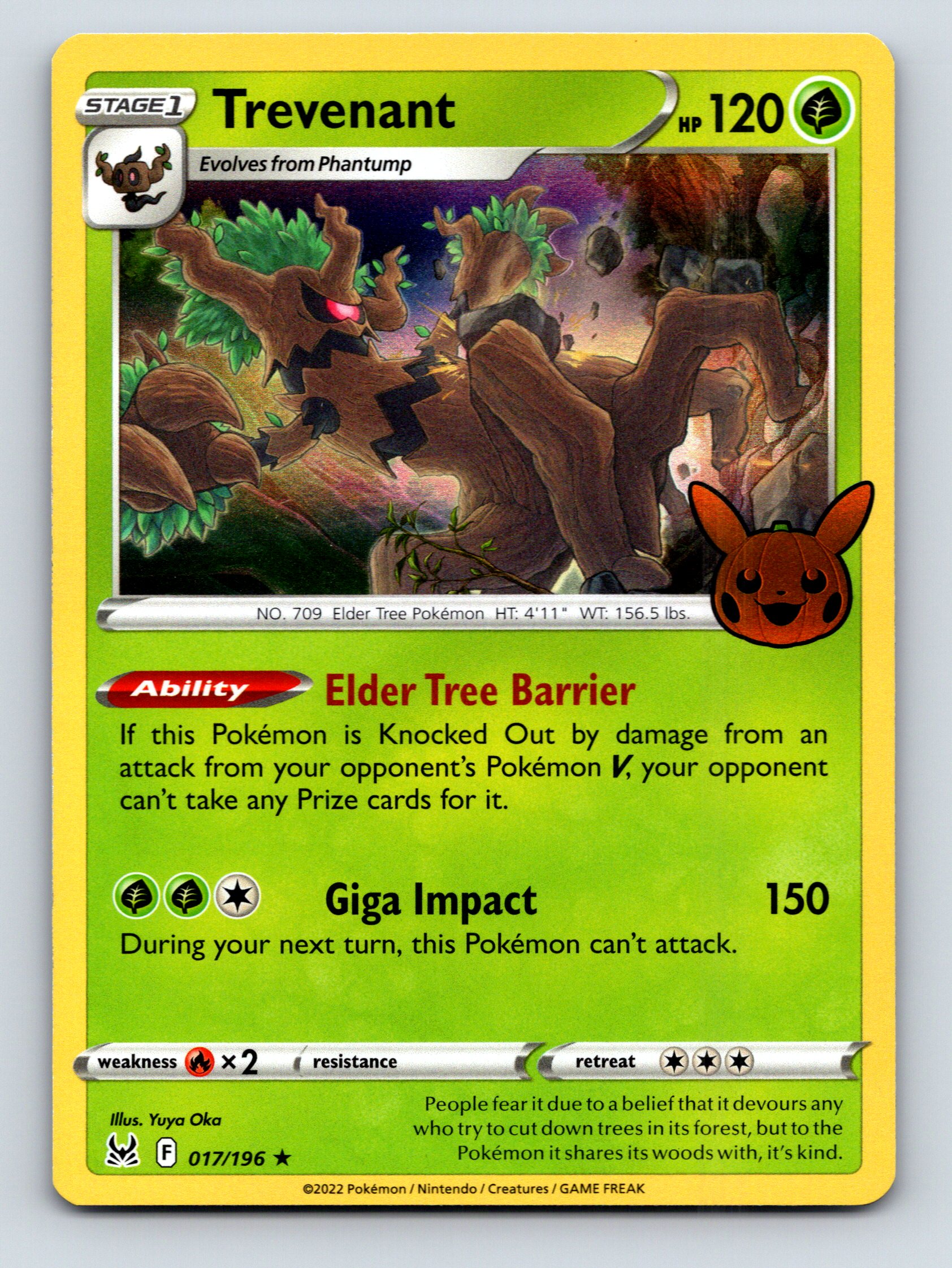 Stage 1 Trevenant HP 120 Elder Tree Barrier Ability Green Rarity