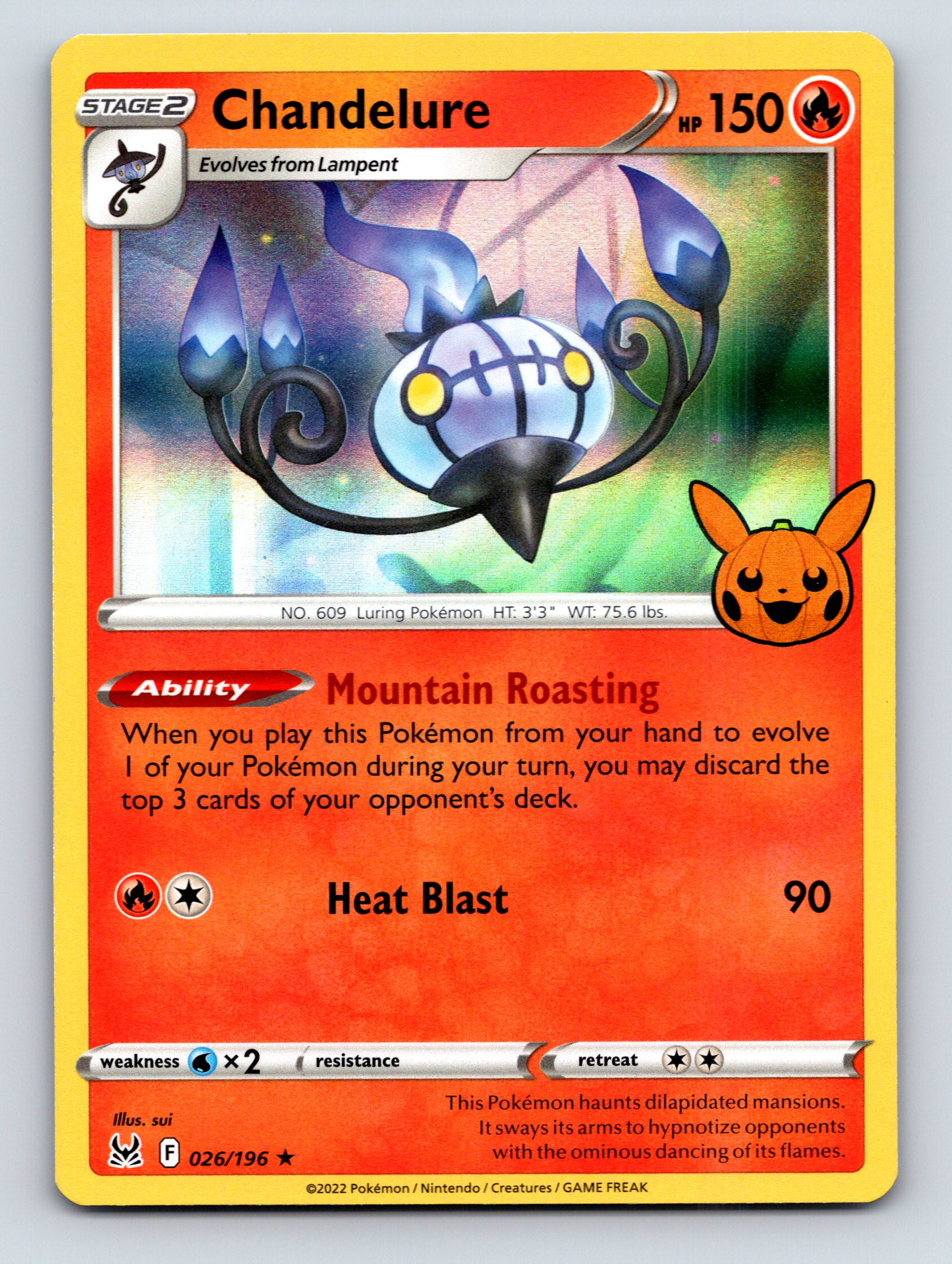 Stage 2 Chandelure HP 150 Mountain Roasting Ability Colorful