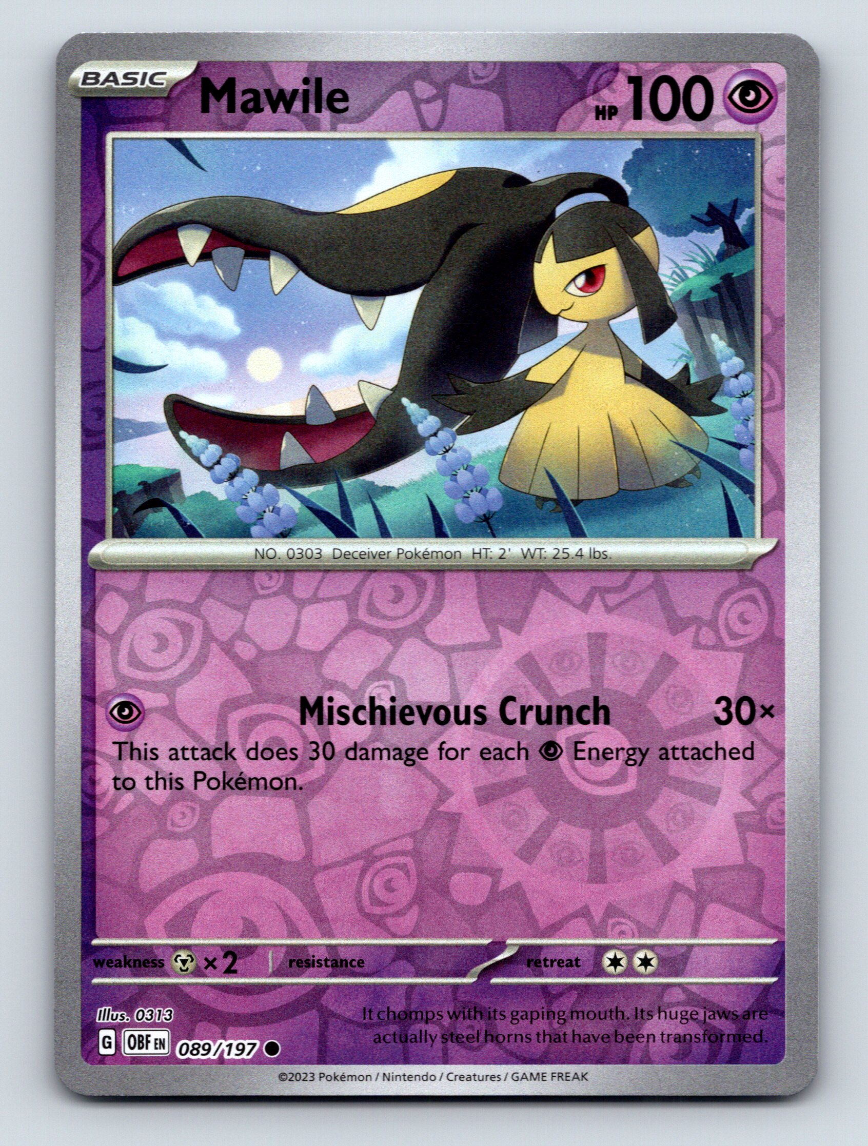 Basic Mawile HP 100 Mischievous Crunch Rarity Purple Mysterious Pokémon