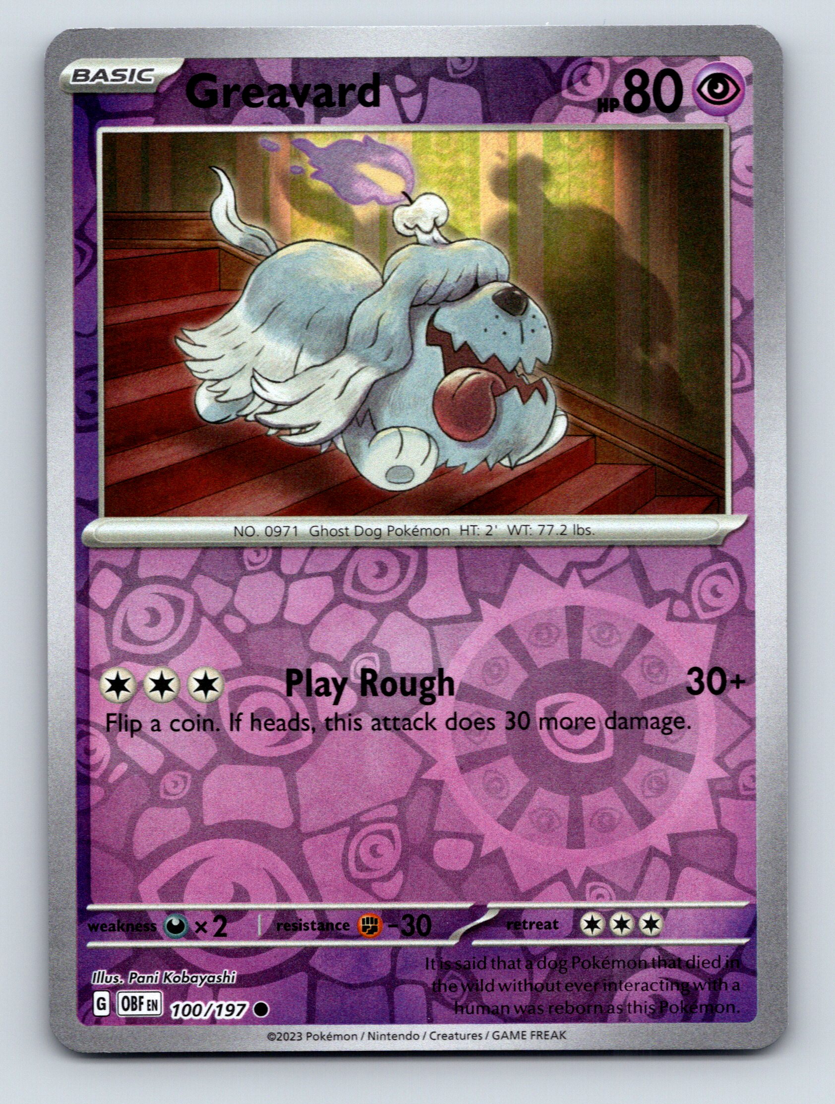 Basic Greavard HP 80 Play Rough Attack Psychic Purple Pokmon Card