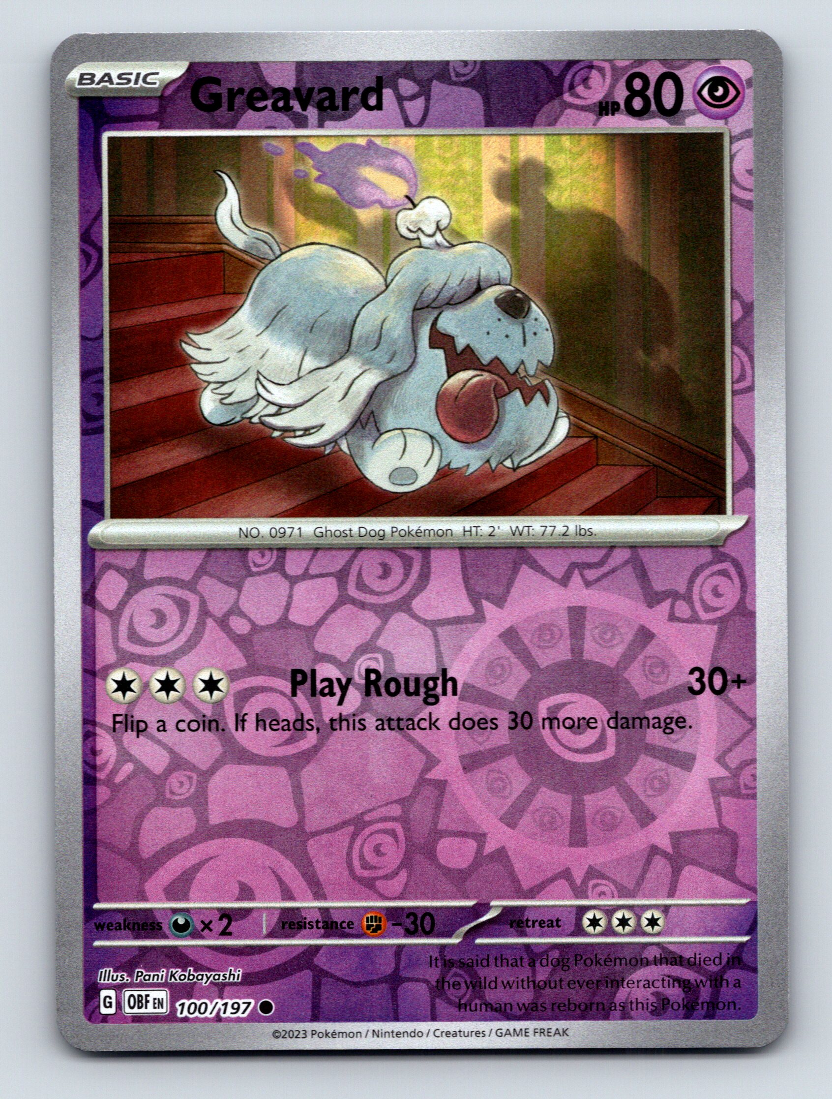 Basic Greavard HP 80 Play Rough Attack Ghost Purple Pokémon