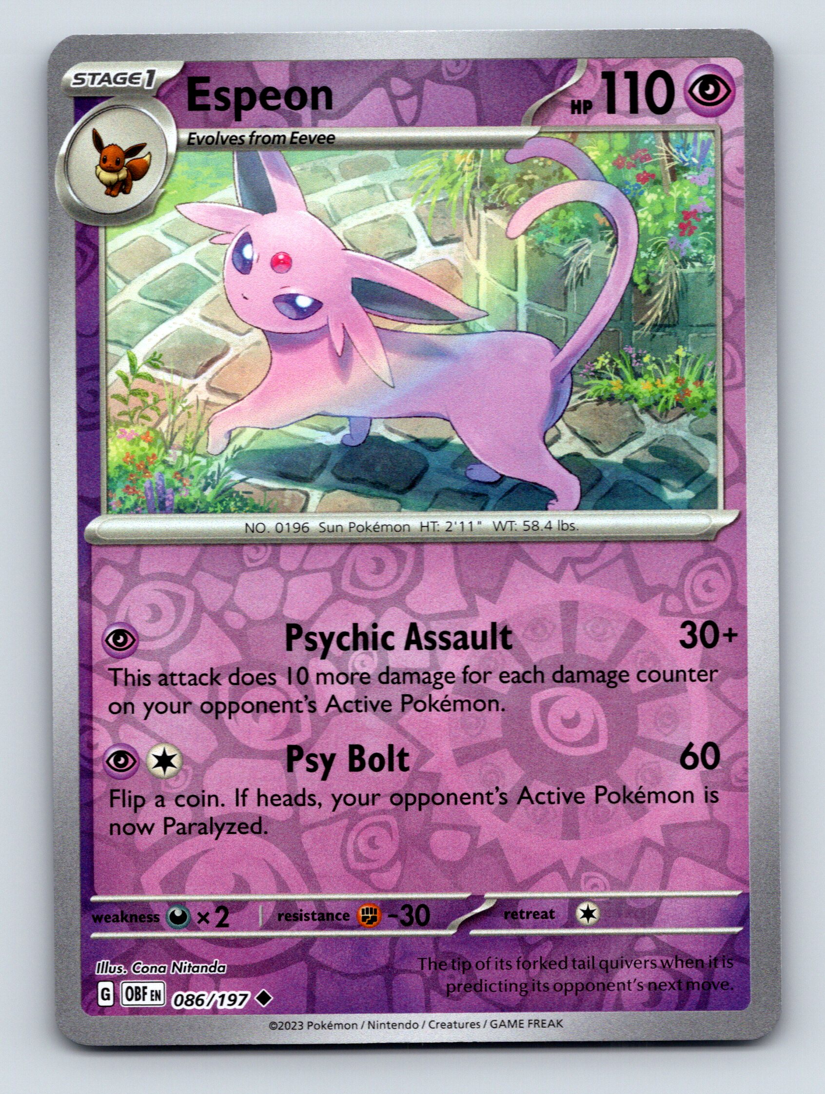 Stage 1 Espeon HP 110 Psychic Assault Attack Rarity Purple Colorful Pokémon - Picture 1 of 10