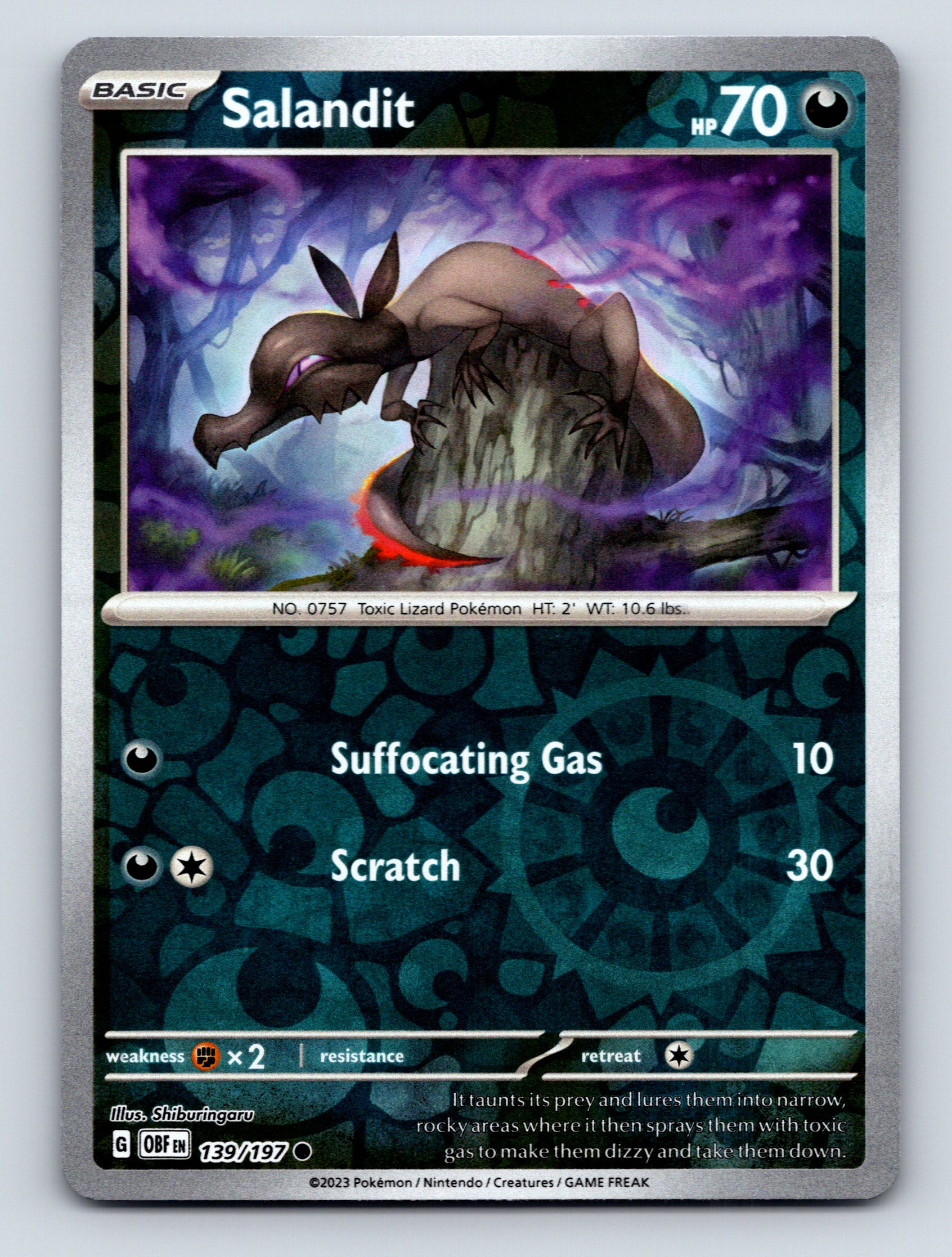 Basic Salandit HP 70 Suffocating Gas Attack Black Mysterious Card