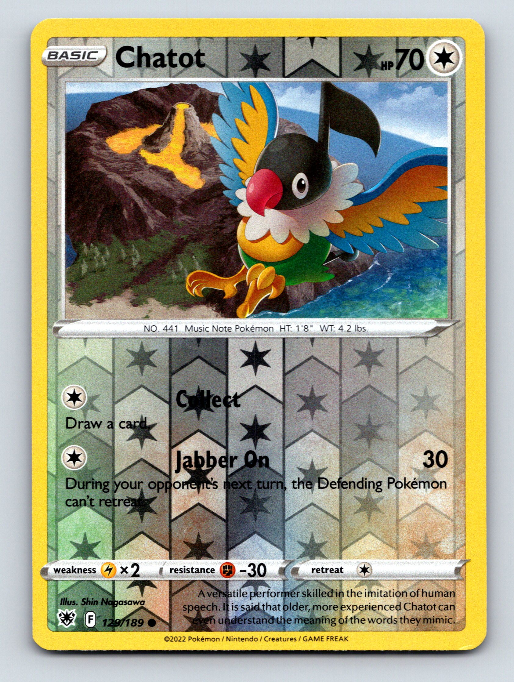 Basic Chatot HP 70 Collect Jabber On Rarity Multicolor Pokémon Card