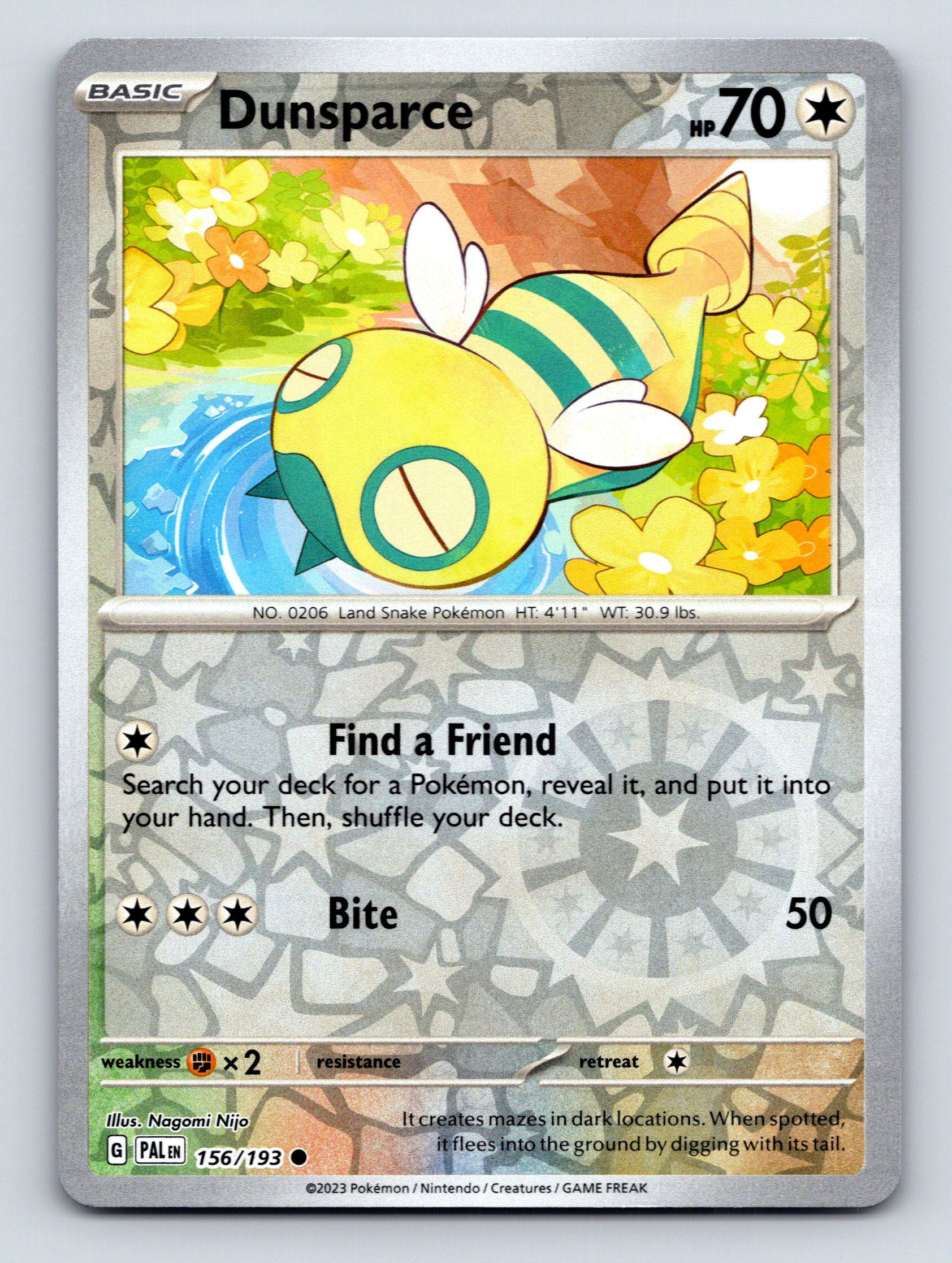 Basic Dunsparce HP 70 Bite Attack Find A Friend Rarity Yellow