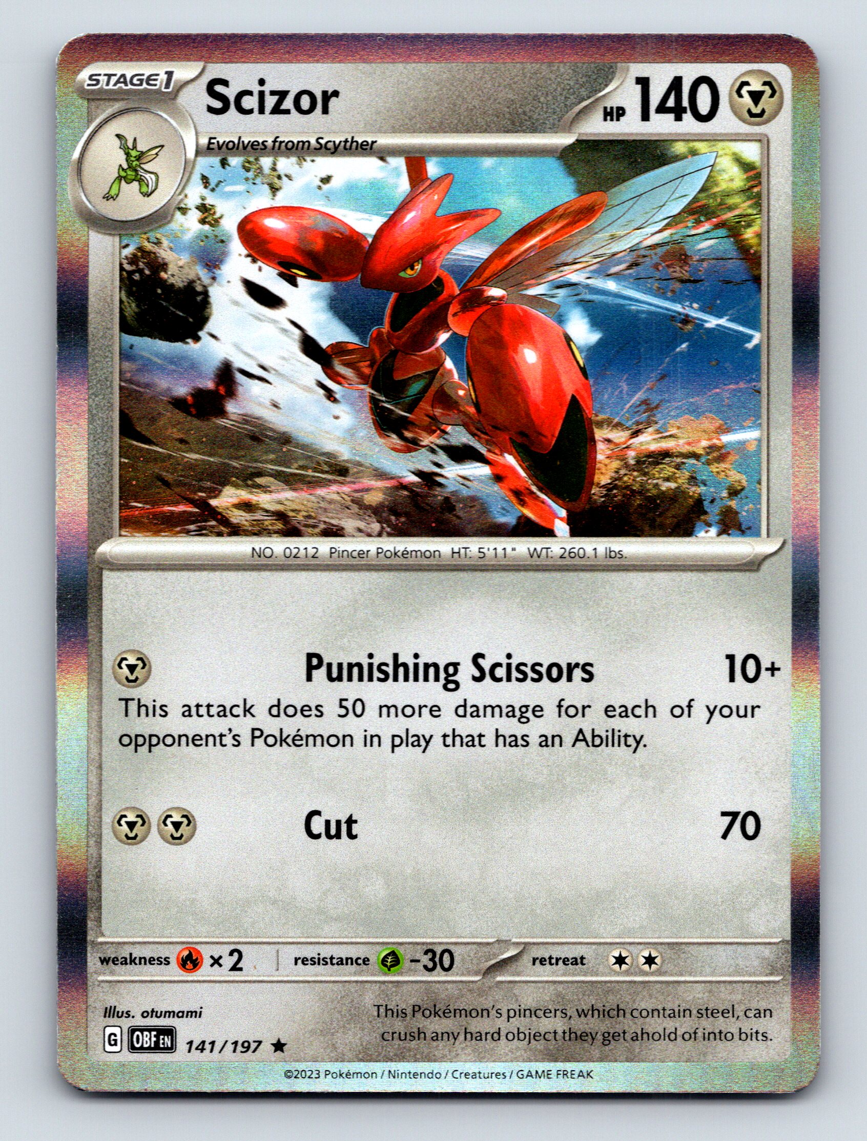 Stage 1 Scizor HP 140 Punishing Scissors Attack Rare Silver