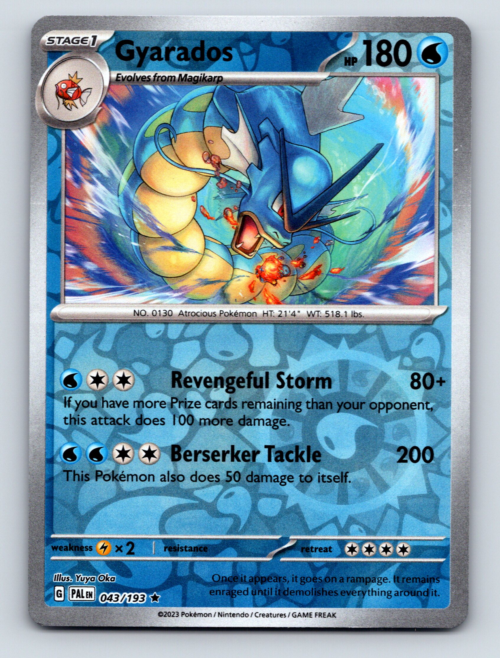 Stage 1 Gyarados HP 180 Revengeful Storm Attack Blue Legendary