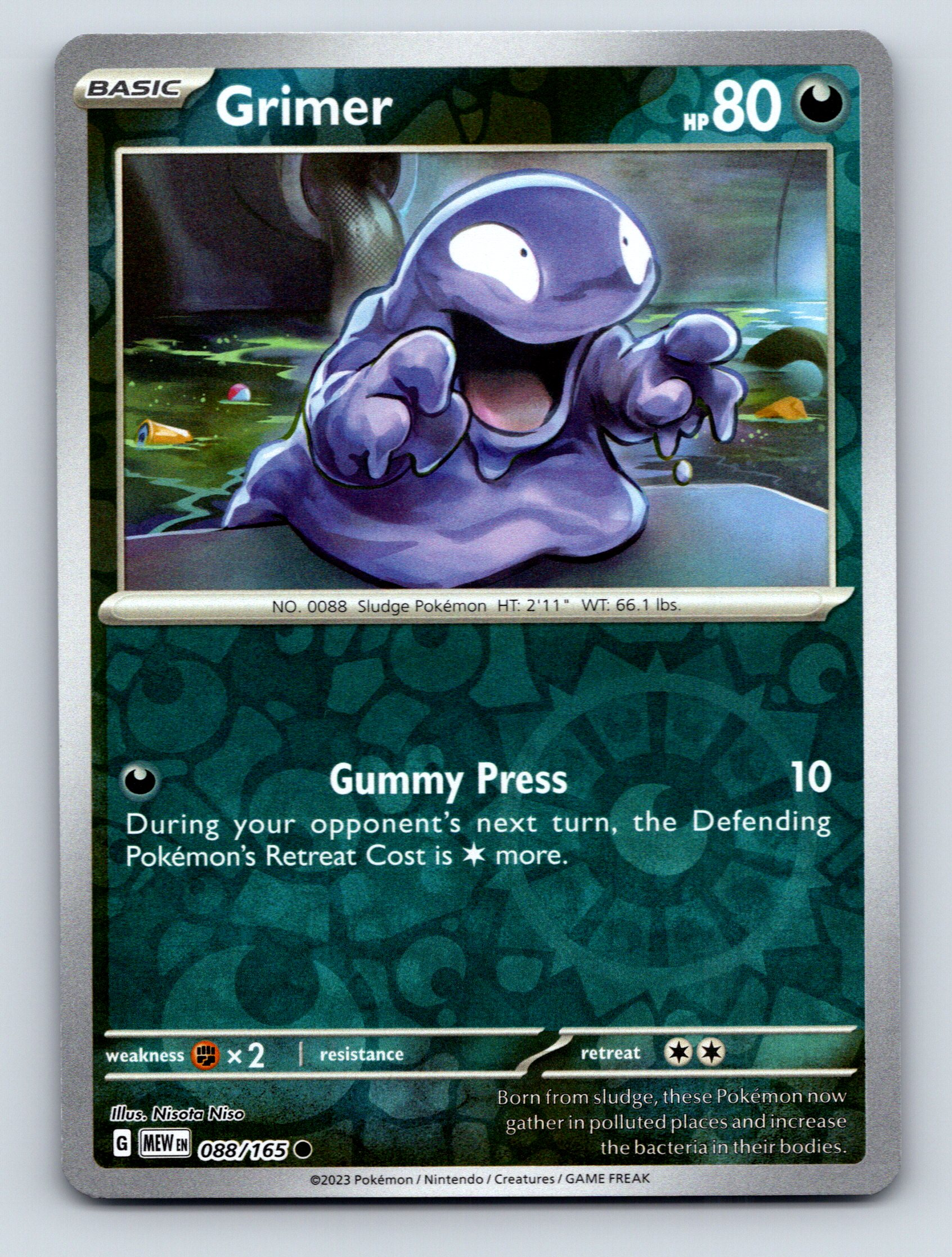 Basic Grimer HP 80 Gummy Press Attack Sludge Pokémon Green Shade