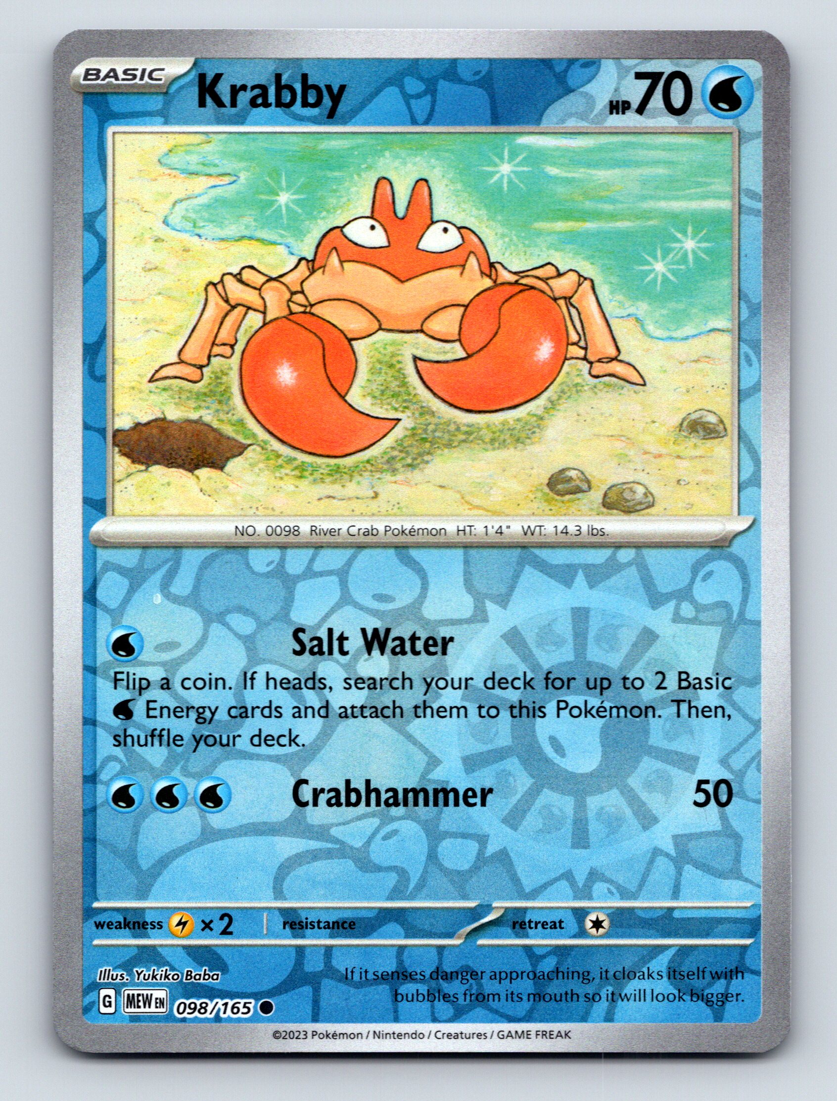 crab pokemon card Krabby (Expedition 115) It blows icy bubbles from its mouth to immobilize its opponents Krabby (Fossil 51) - Bulbapedia,