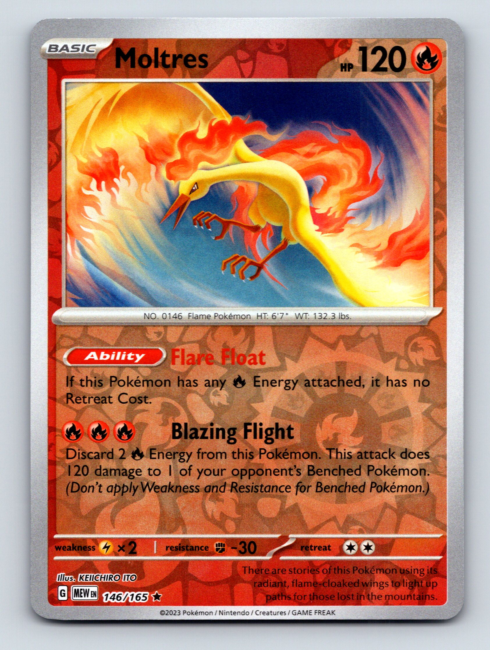 Basic Moltres HP 120 Blazing Flight Attack Rarity Red Radiant