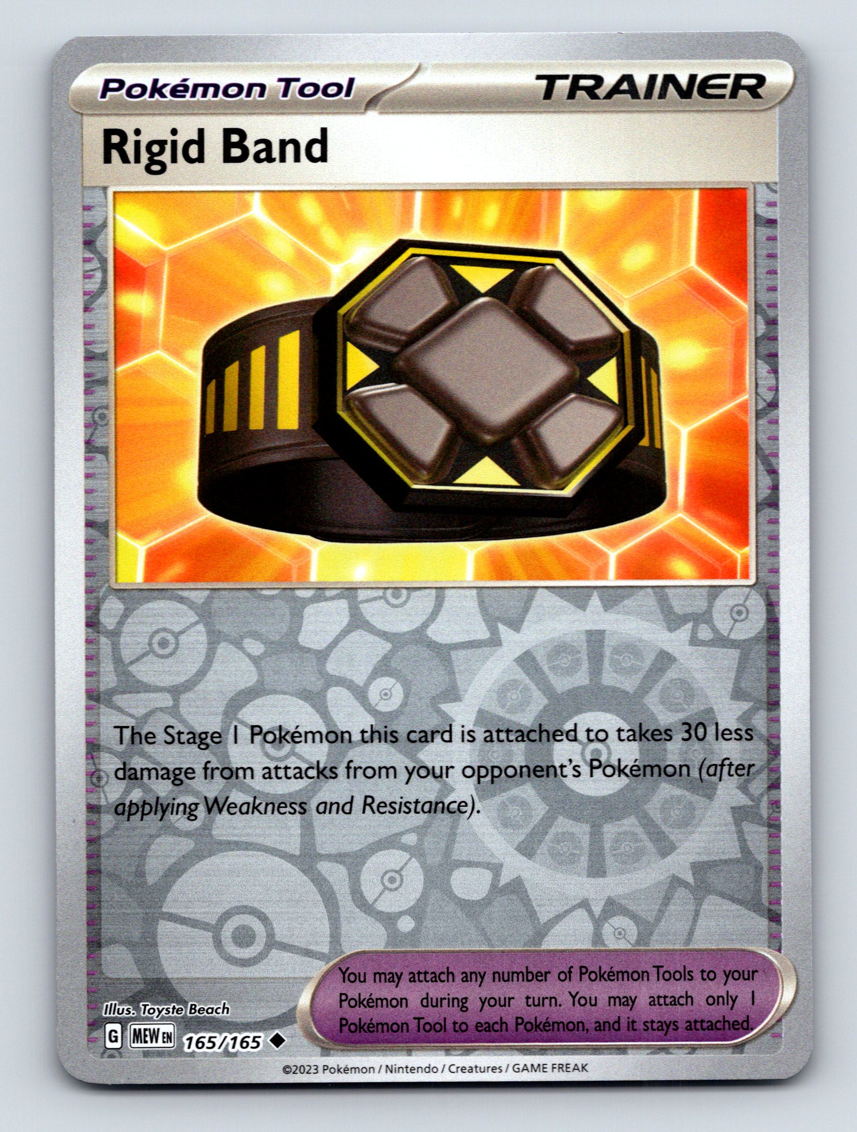 Rigid Band Trainer Tool Card Reduces Damage Orange Vibrant Pokmon