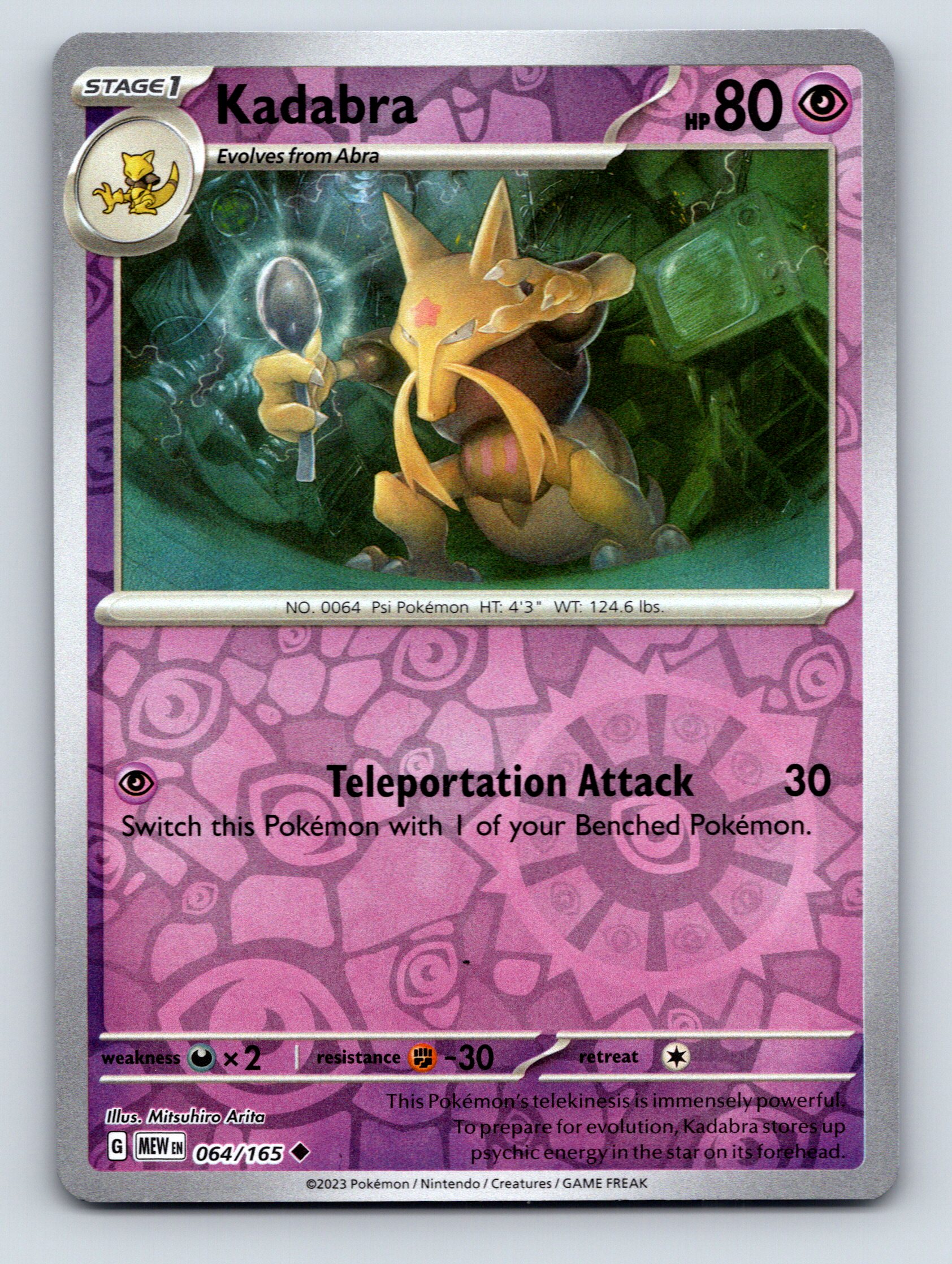 Stage 1 Kadabra HP 80 Teleportation Attack Rarity Purple Pokémon