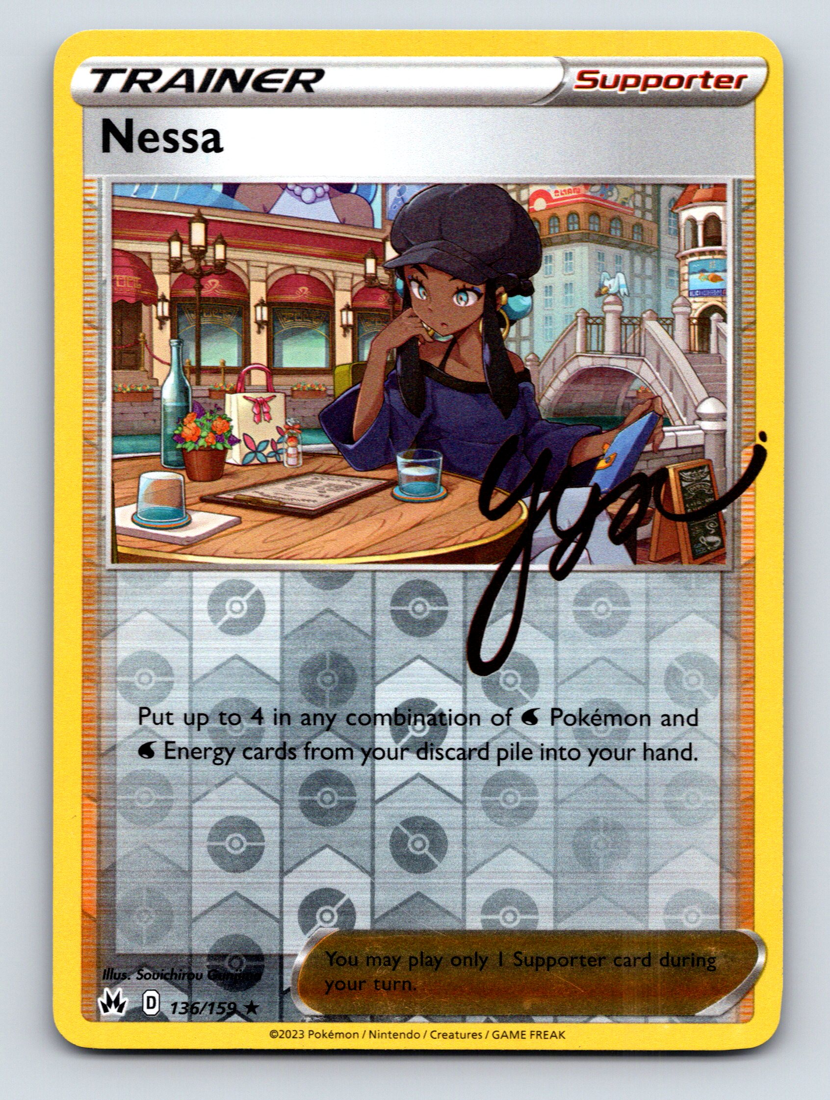 Trainer Supporter Nessa Card Vivid Landscape Scene Rarity Yellow