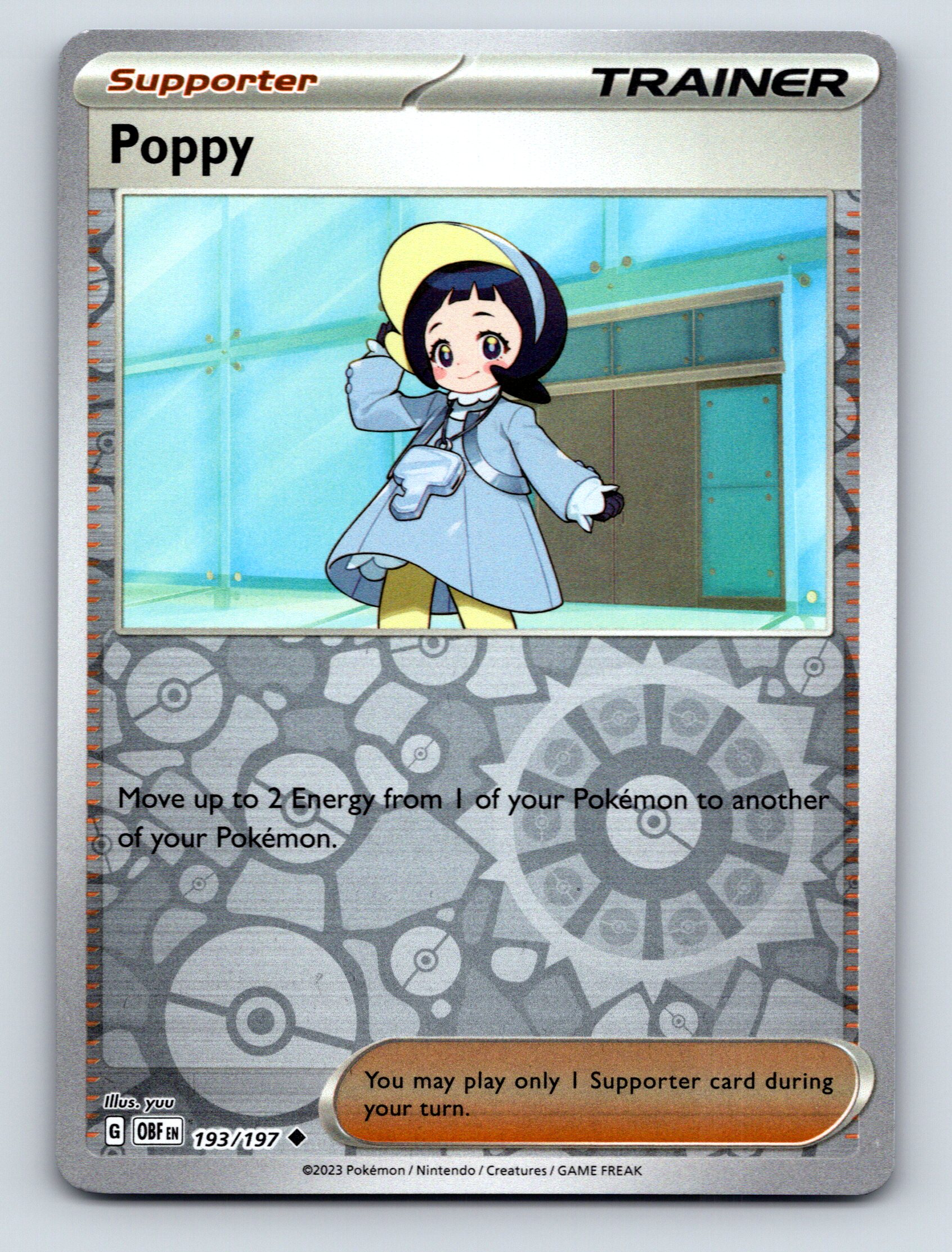 Trainer Supporter Poppy Move Energy Support Action Gray Pokémon | eBay