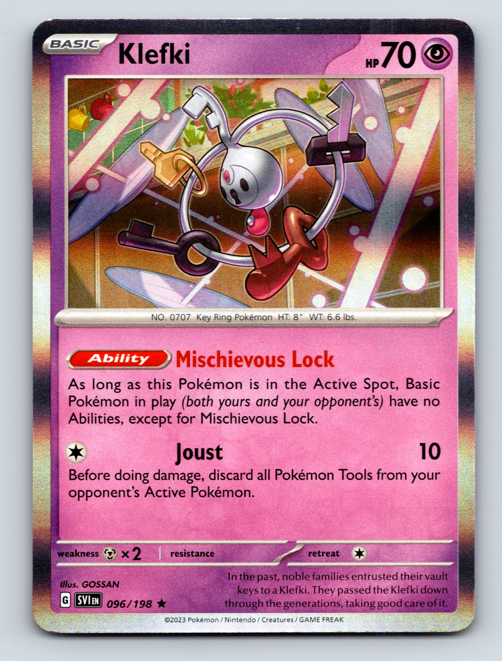 master key pokemon card Basic Klefki HP 70 Mischievous Lock Ability Pink Key Ring Pokémon