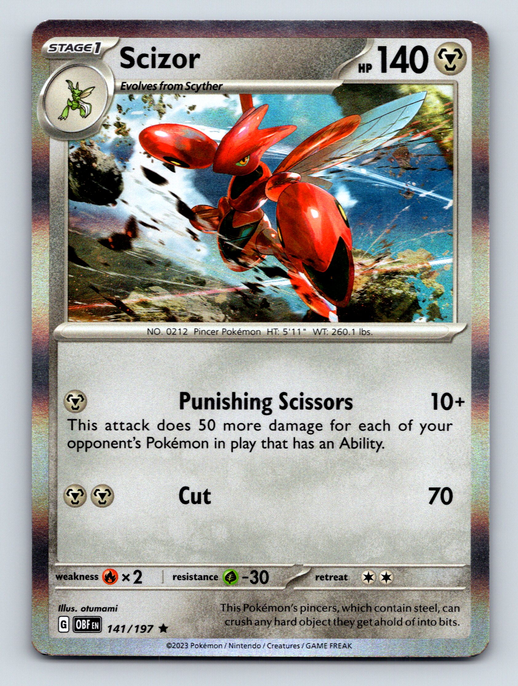 Stage 1 Scizor HP 140 Punishing Scissors Attack Rarity Red Robust