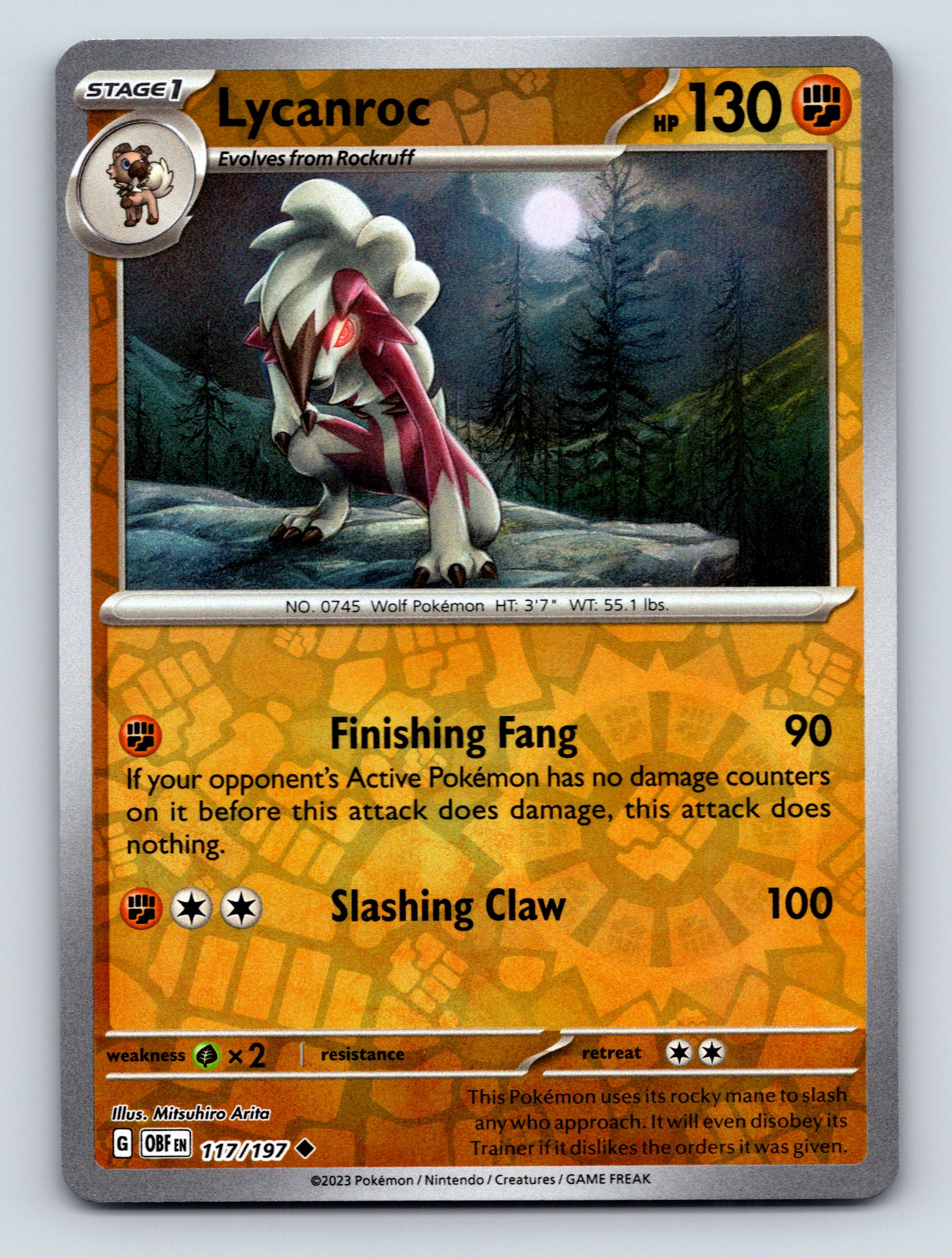 Stage 1 Lycanroc HP 130 Finishing Fang Slashing Claw Fighting