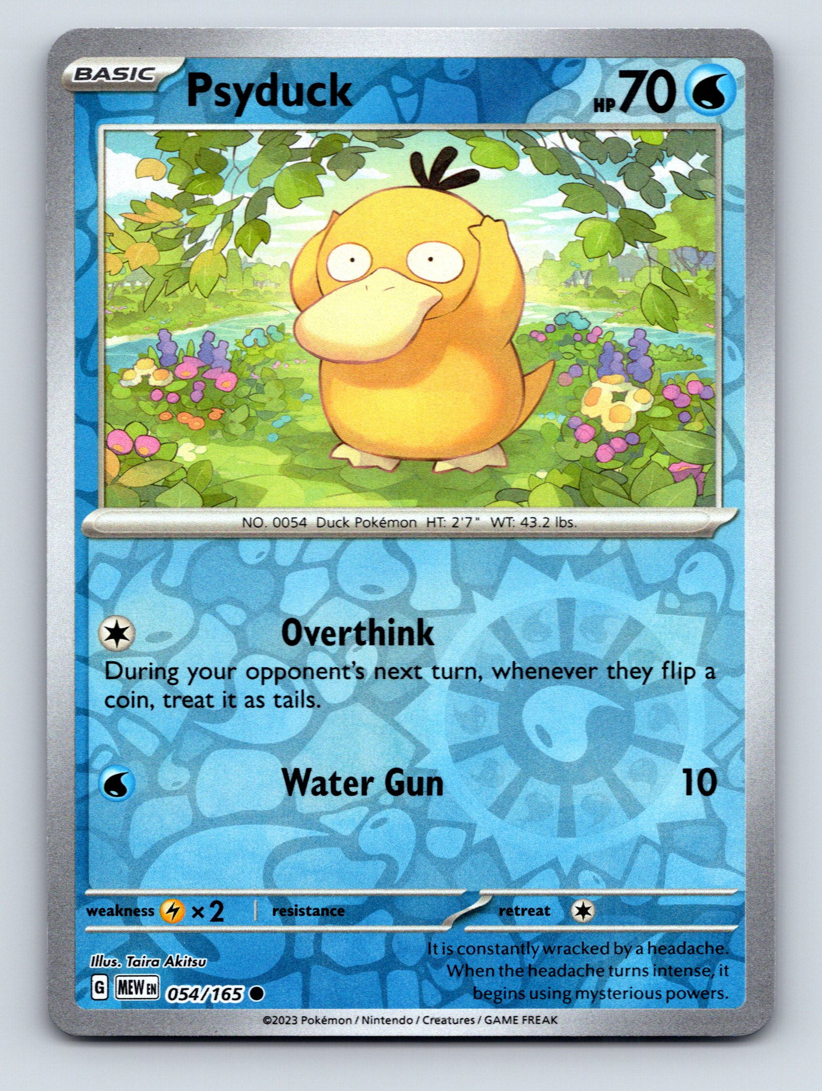 Basic Psyduck HP 70 Overthink Water Gun Attack Rarity Blue Pokémon