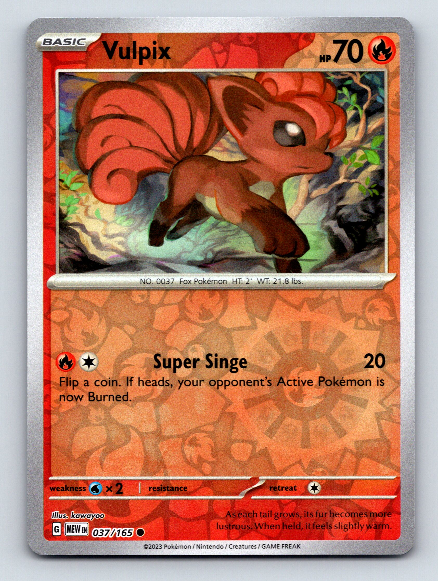 Basic Vulpix HP 70 Super Singe Attack Rarity Red Colorful Pokémon