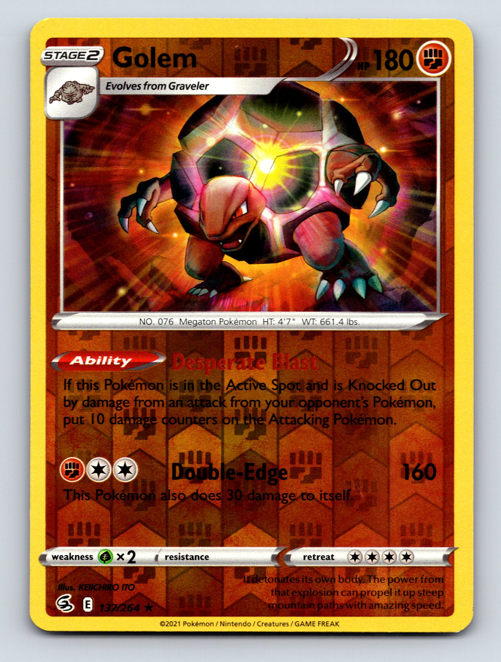 Stage 2 Golem HP 180 Desperate Blast Attack Orange Pokémon Card | eBay