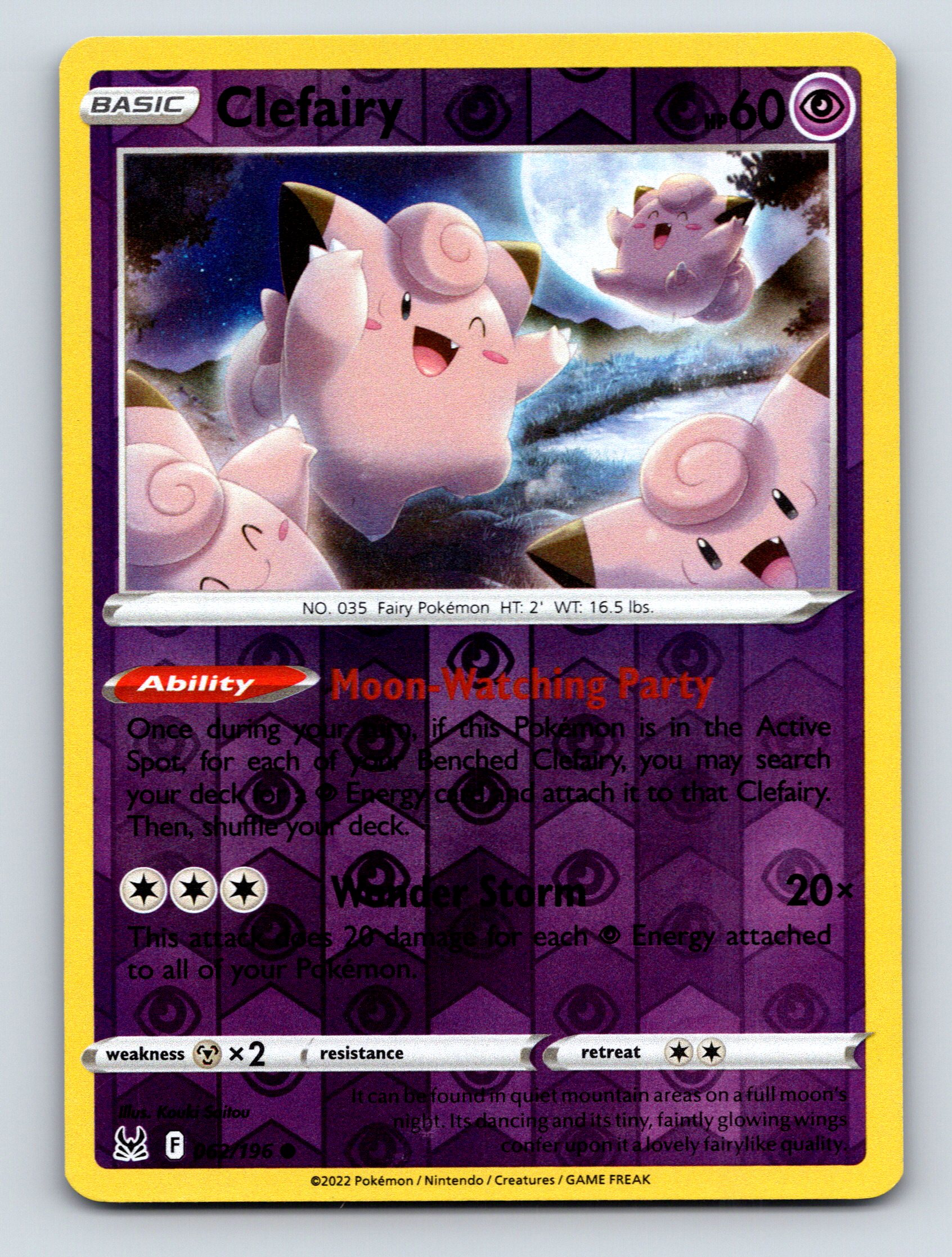 Basic Clefairy HP 60 Moon Watching Party Ability Purple Pokémon Card