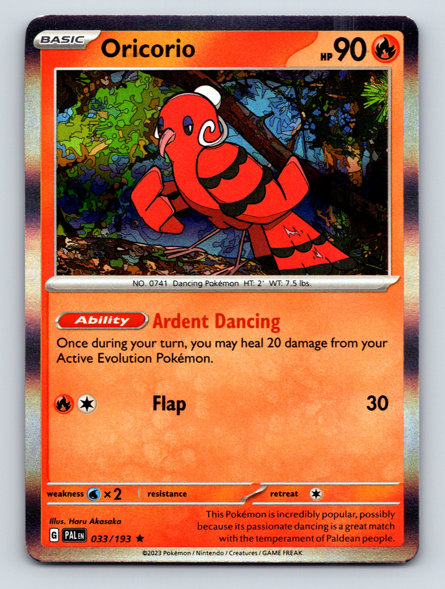 Basic Oricorio HP 90 Ardent Dancing Ability Rare Vibrant Pokémon