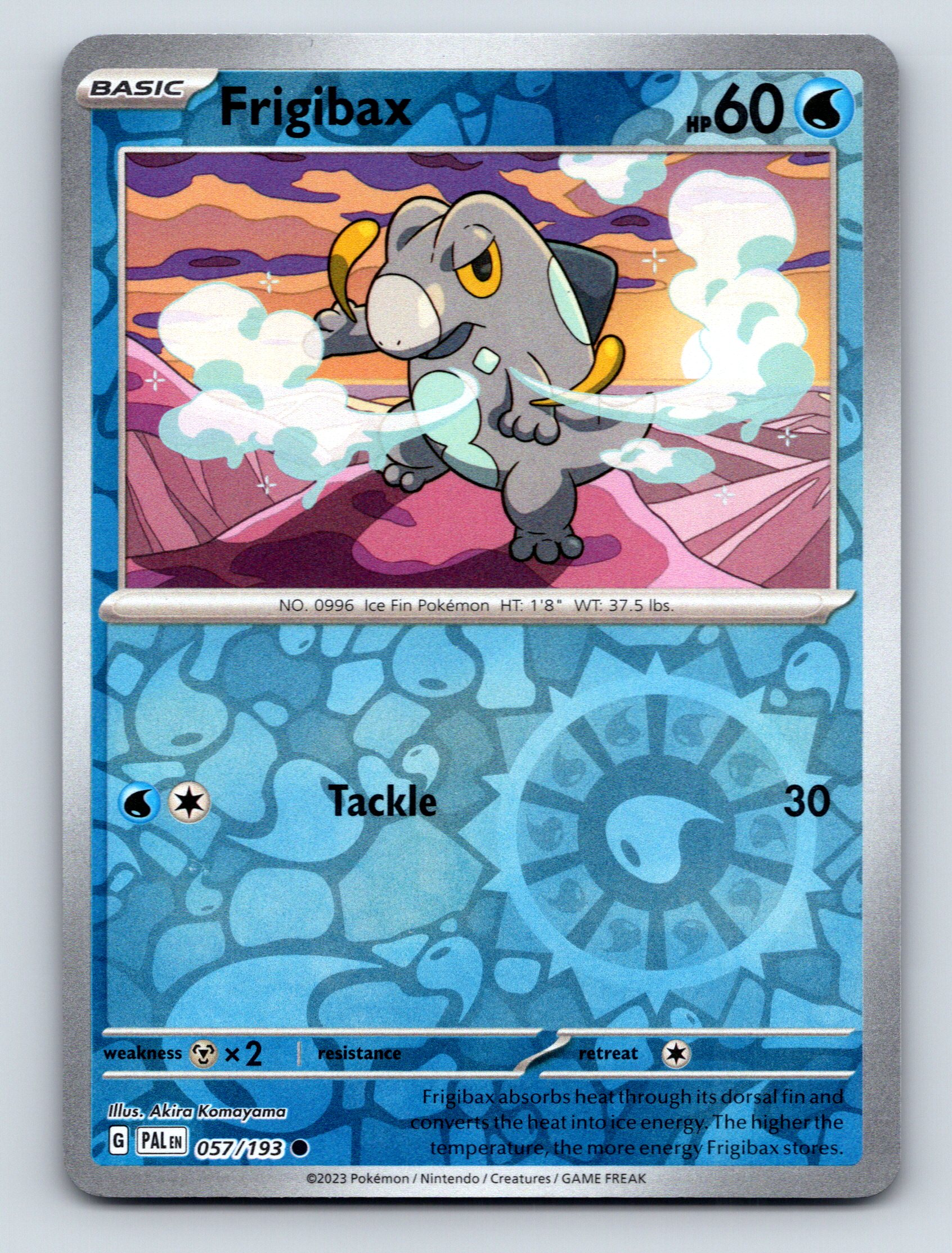 Basic Frigibax HP 60 Tackle Attack Ice Fin Pokémon Blue Style Card