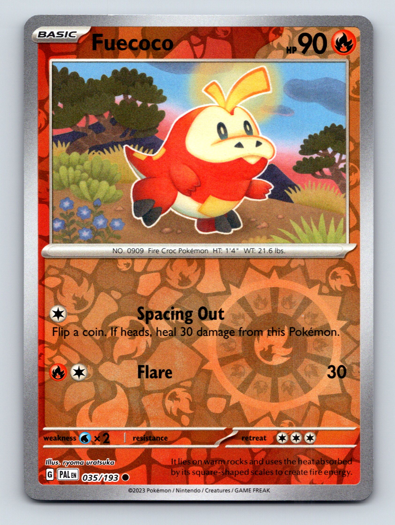 Basic Fuecoco HP 90 Spacing Out Flare Rarity Red Colorful Pokémon